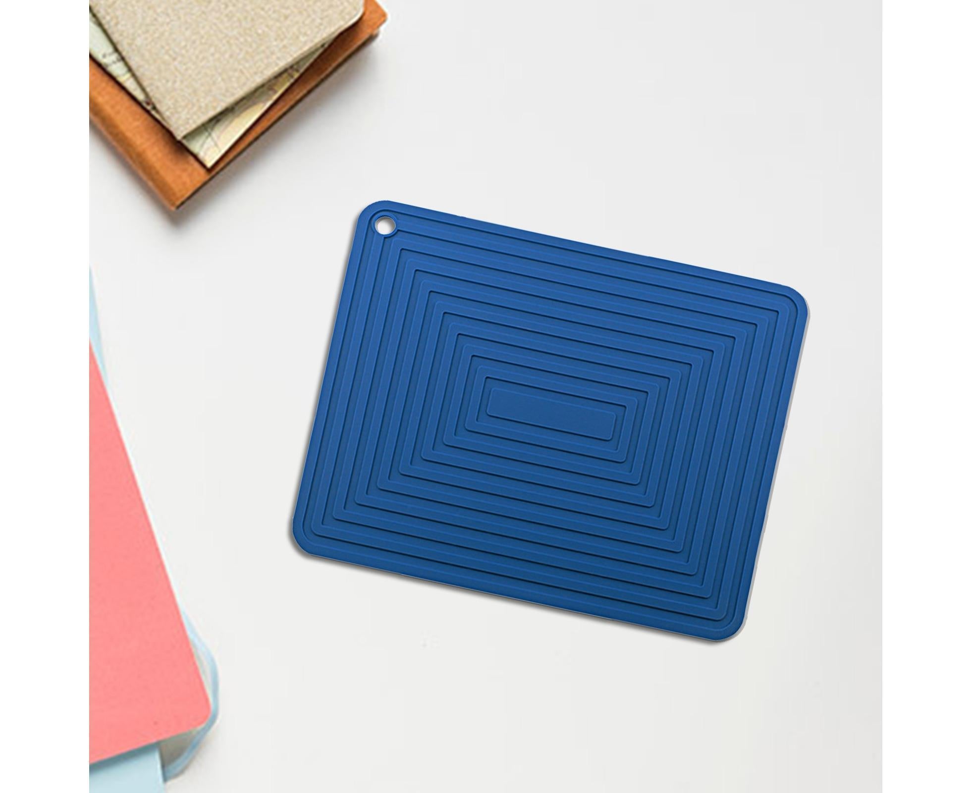 Table Mat Silicone Rectangular - Navy Blue - Image 3