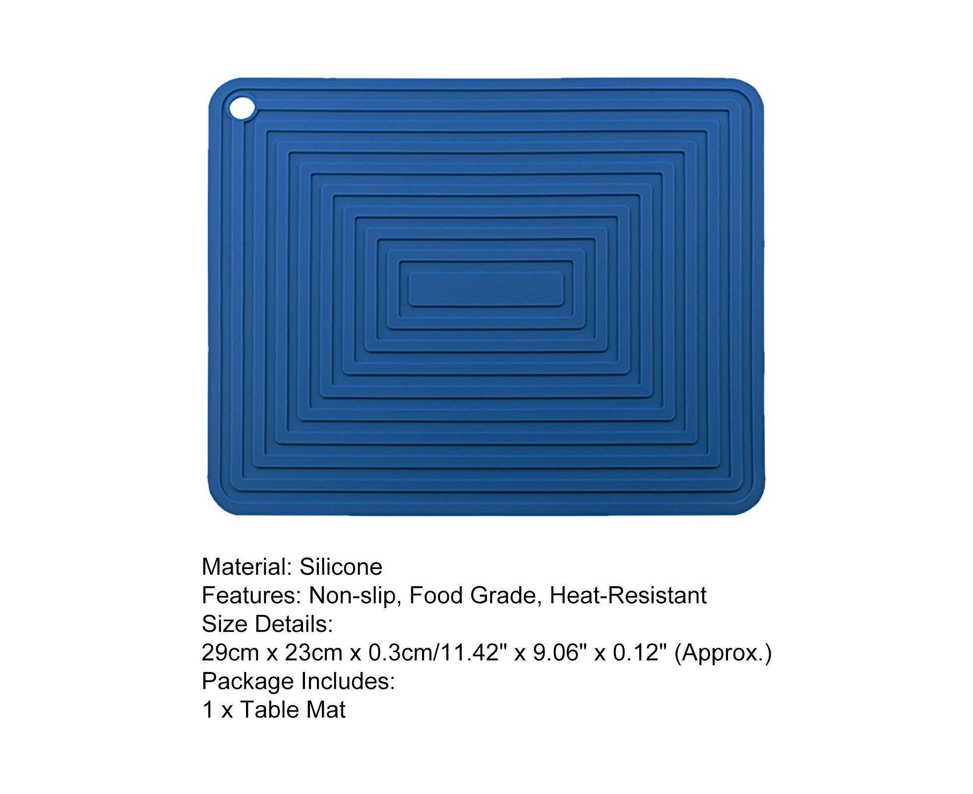 Table Mat Silicone Rectangular - Navy Blue - Image 4