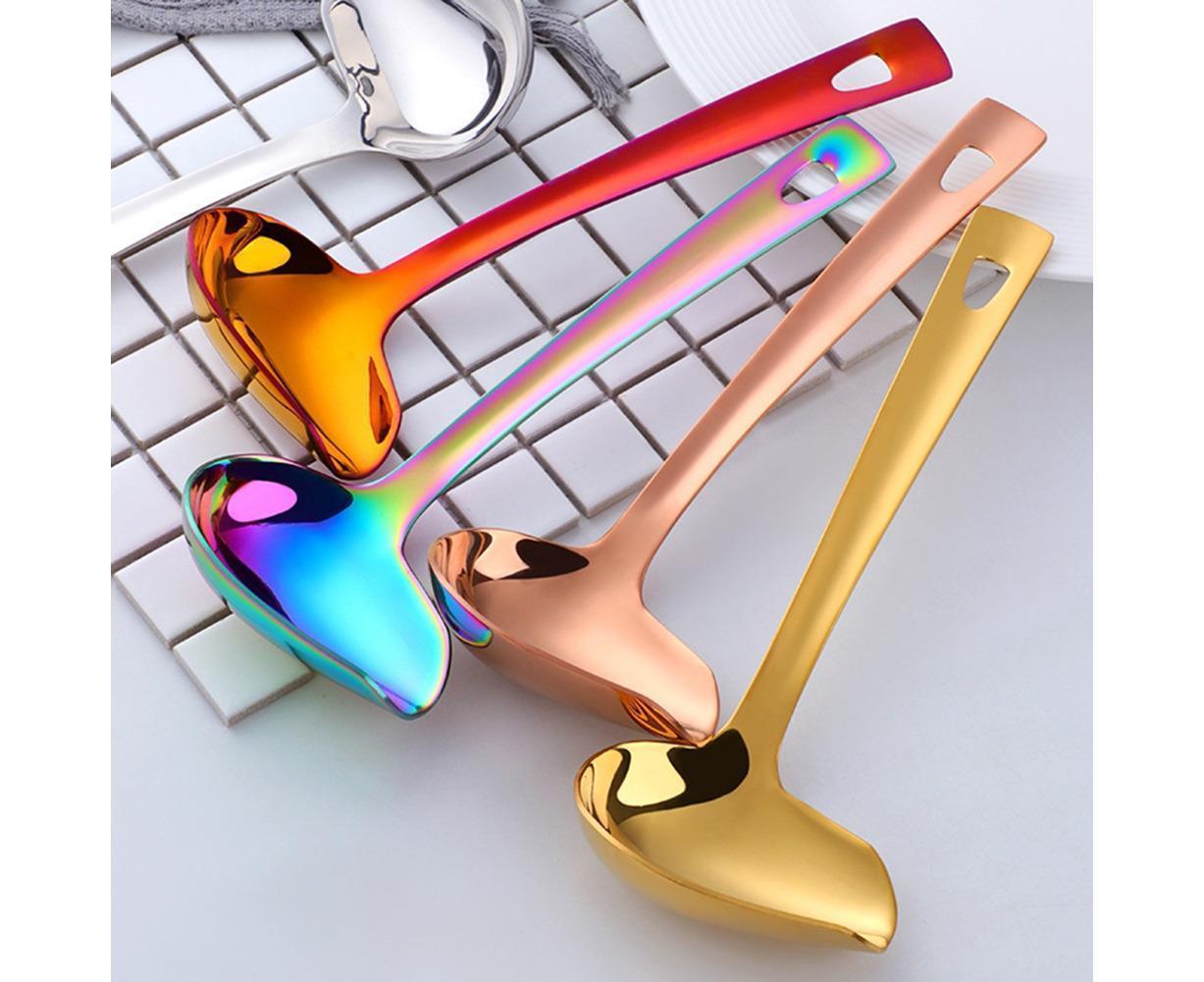 Stainless Steel Duck Mouth Oil Spoon Hanging Hot Pot Soup Ladle Scoop Tableware-Rose Gold - Image 2