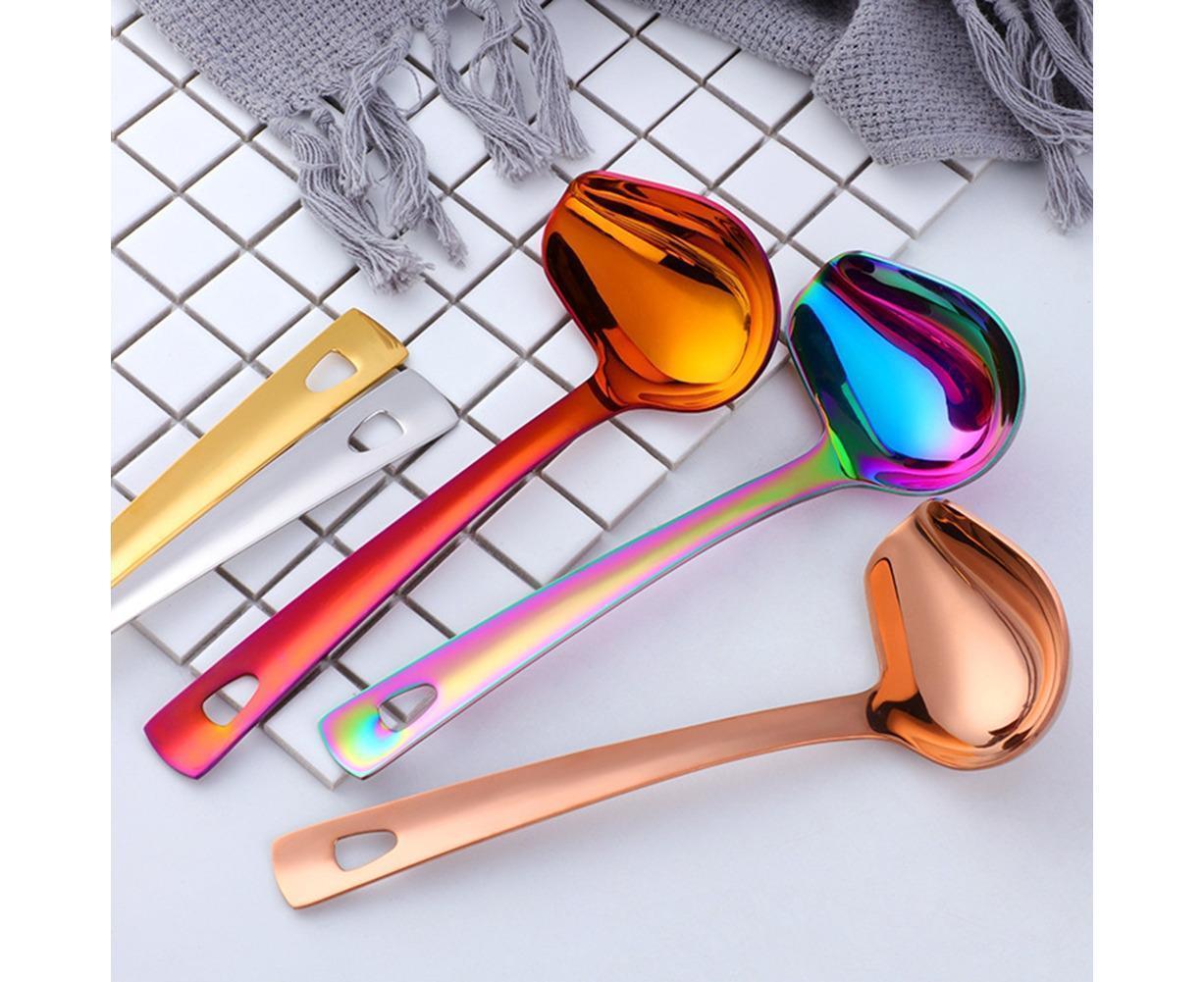 Stainless Steel Duck Mouth Oil Spoon Hanging Hot Pot Soup Ladle Scoop Tableware-Rose Gold - Image 3