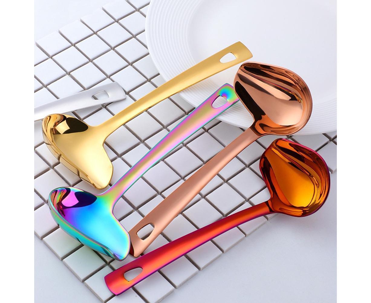 Stainless Steel Duck Mouth Oil Spoon Hanging Hot Pot Soup Ladle Scoop Tableware-Rose Gold - Image 4