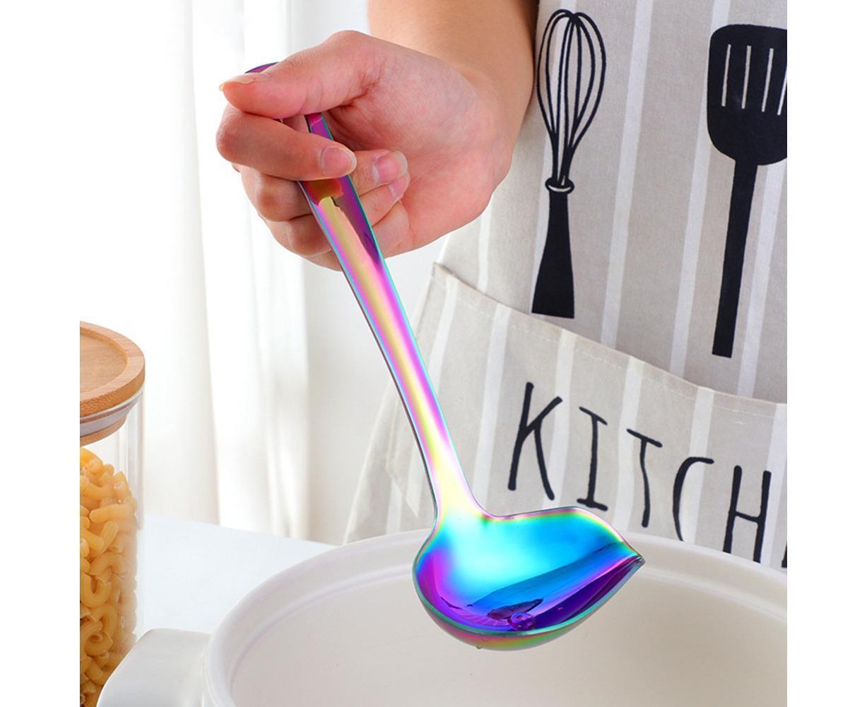 Stainless Steel Duck Mouth Oil Spoon Hanging Hot Pot Soup Ladle Scoop Tableware-Rose Gold - Image 5