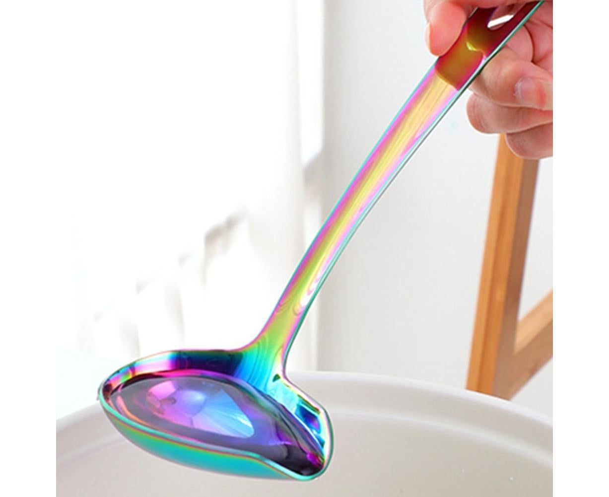 Stainless Steel Duck Mouth Oil Spoon Hanging Hot Pot Soup Ladle Scoop Tableware-Rose Gold - Image 6