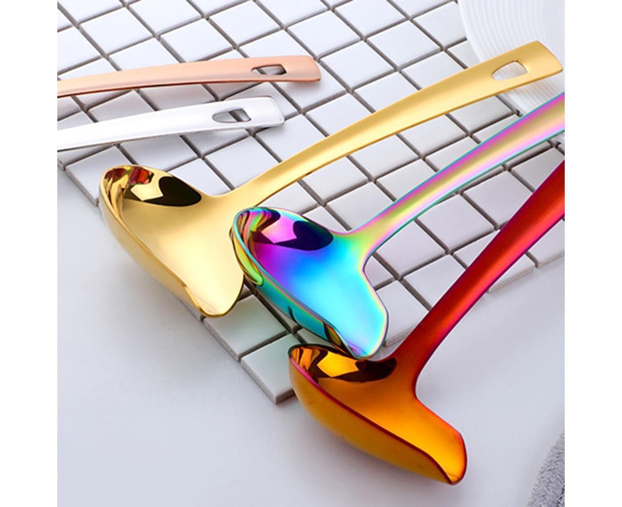 Stainless Steel Duck Mouth Oil Spoon Hanging Hot Pot Soup Ladle Scoop Tableware-Rose Gold - Image 8