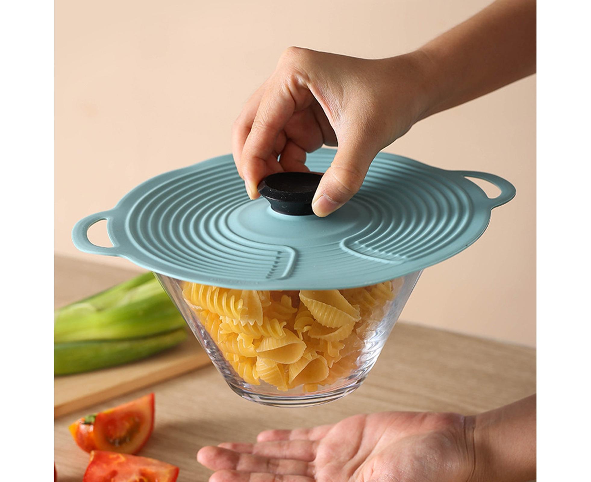 Pot Lid Reusable Heat-resistant Silicone Leak Proof Fresh-keeping Cover for Kitchen-Light Blue XL - Image 3
