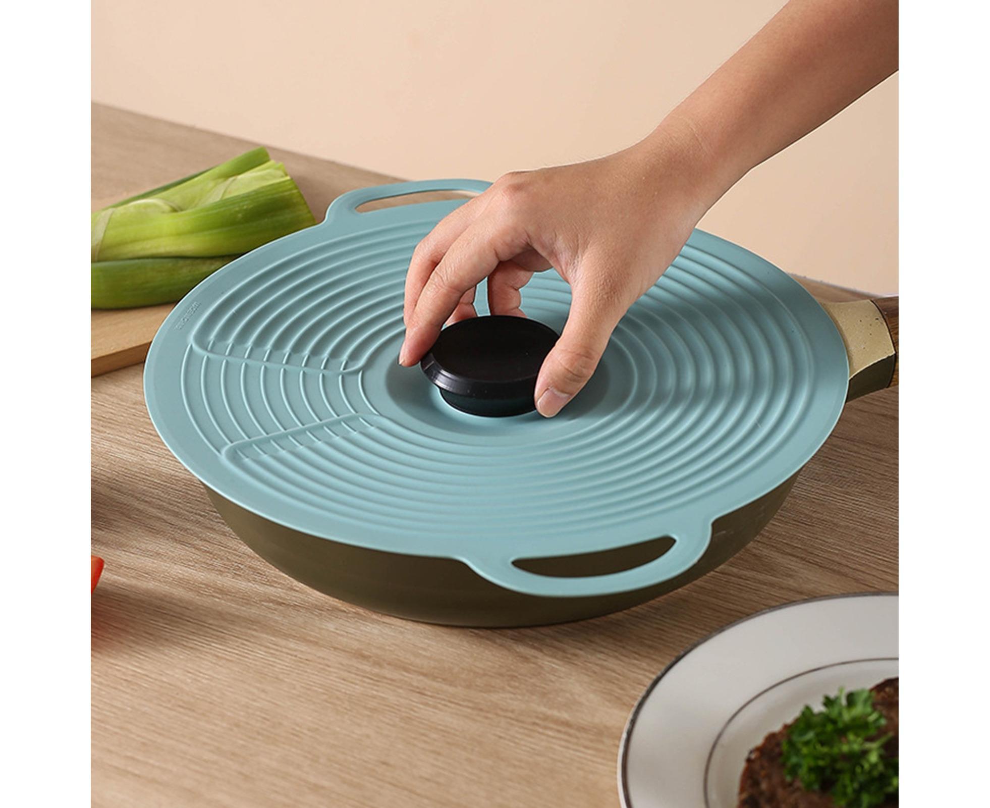 Pot Lid Reusable Heat-resistant Silicone Leak Proof Fresh-keeping Cover for Kitchen-Light Blue XL - Image 4