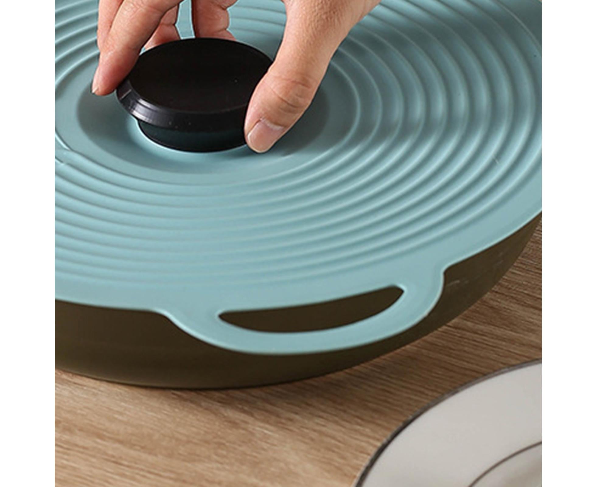 Pot Lid Reusable Heat-resistant Silicone Leak Proof Fresh-keeping Cover for Kitchen-Light Blue XL - Image 5