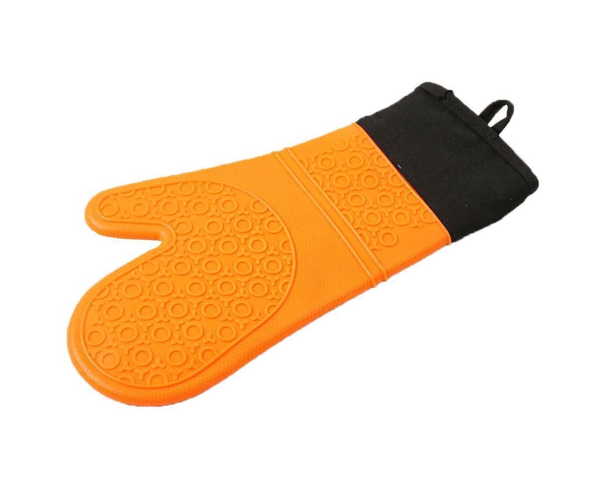 Kitchen Anti-sbabies Heat Resistant Silicone Glove Oven Pot Baking Cooking Mitt-Orange - Image 1