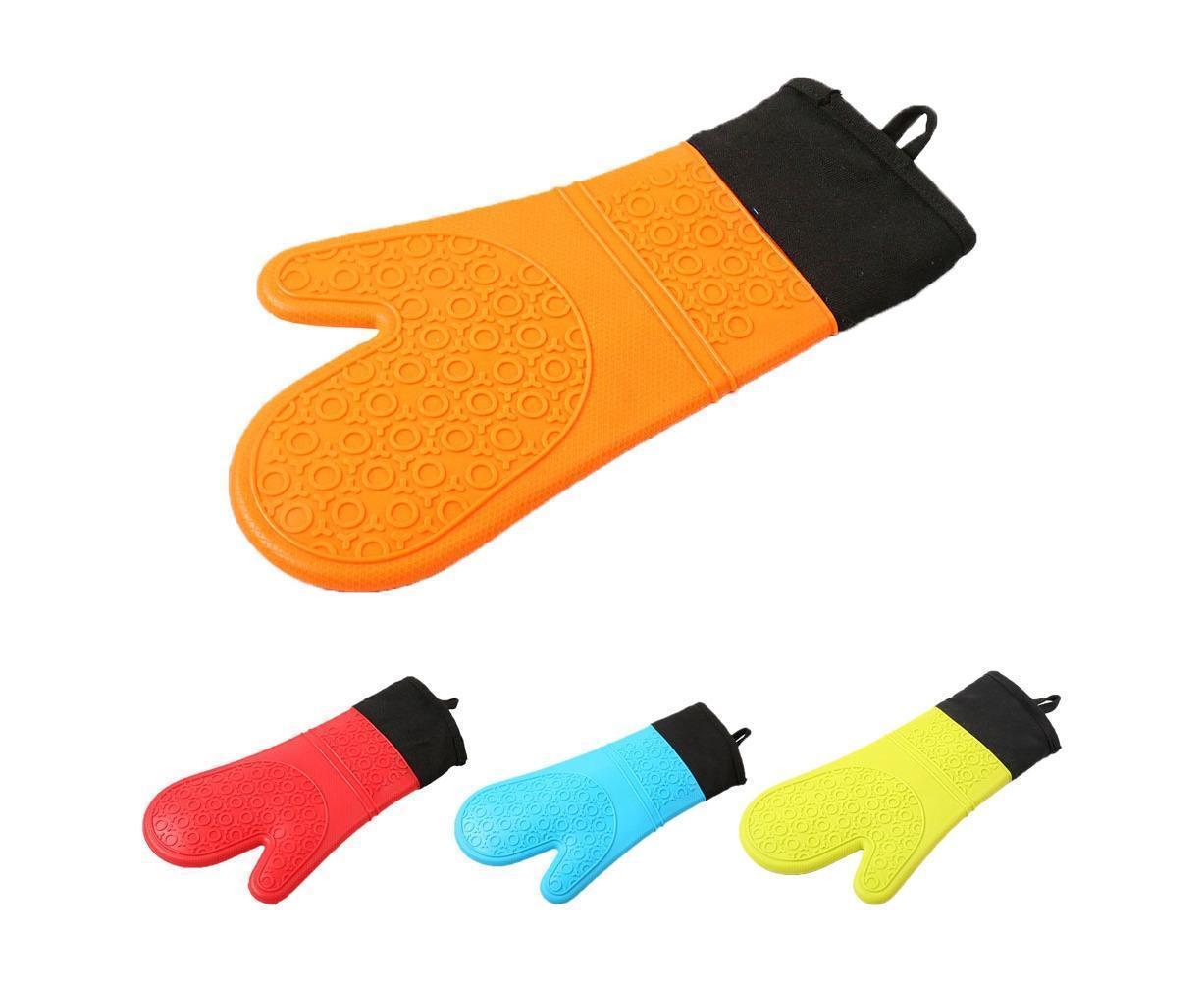 Kitchen Anti-sbabies Heat Resistant Silicone Glove Oven Pot Baking Cooking Mitt-Orange - Image 3