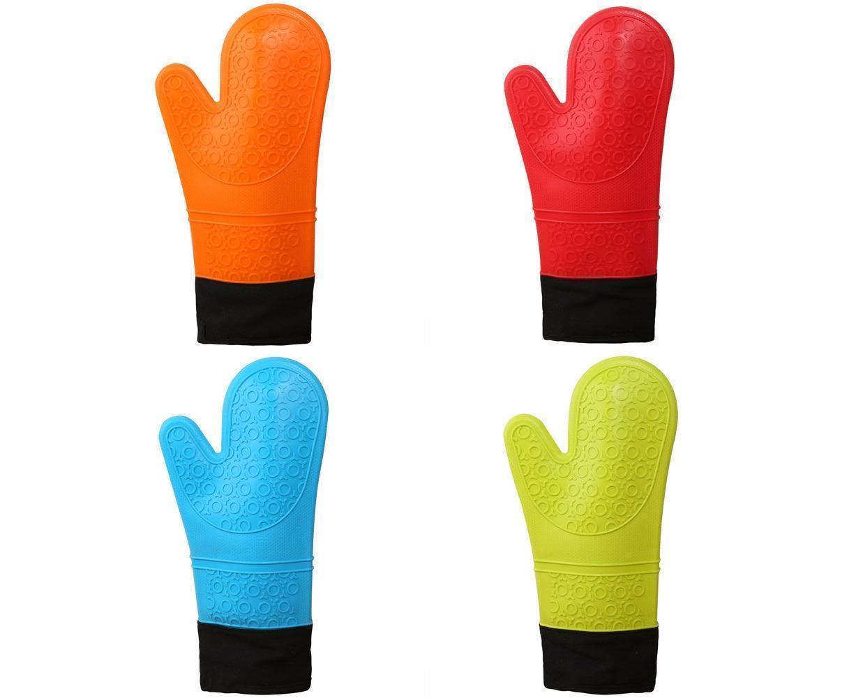 Kitchen Anti-sbabies Heat Resistant Silicone Glove Oven Pot Baking Cooking Mitt-Orange - Image 4