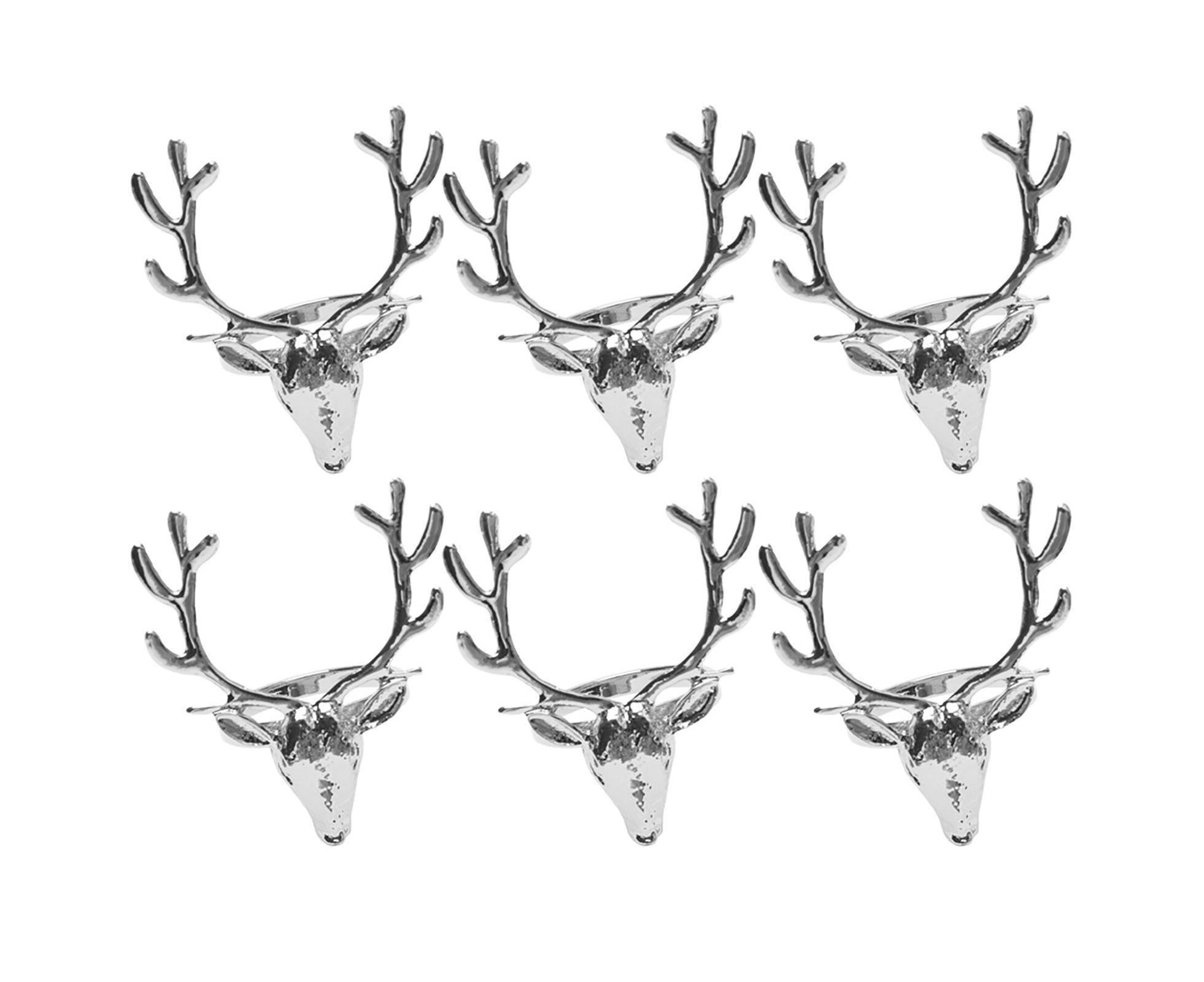 6Pcs Napkin Holder Deer Design Metal Table Decoration - Silver - Image 1