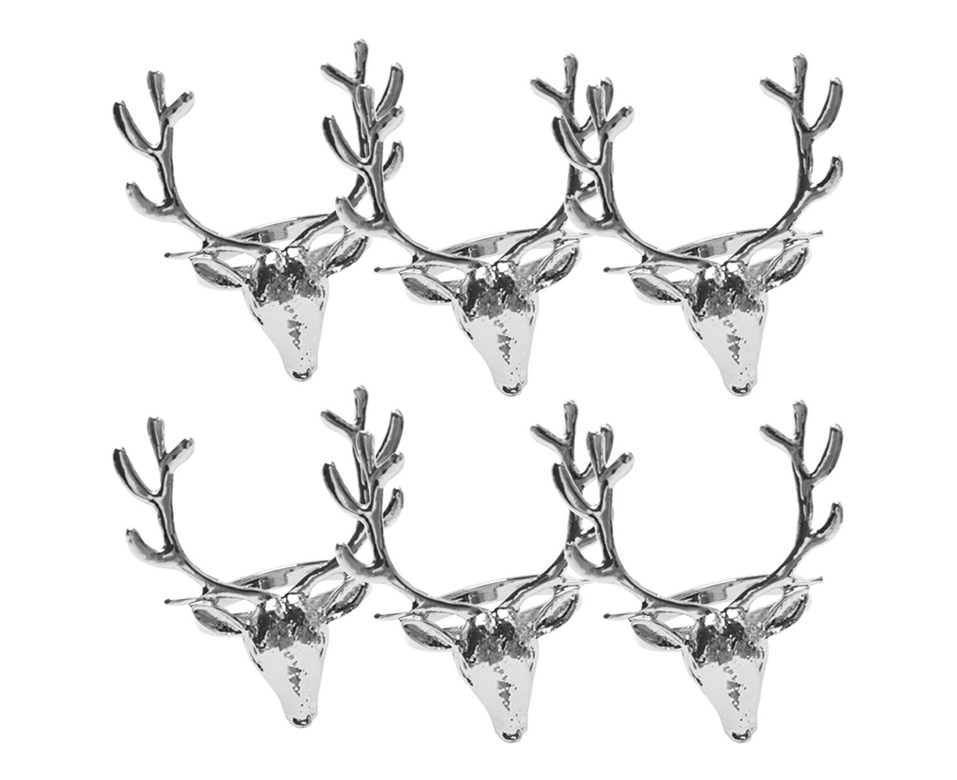 6Pcs Napkin Holder Deer Design Metal Table Decoration - Silver - Image 2