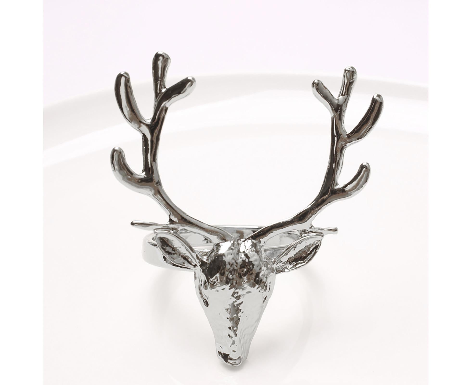 6Pcs Napkin Holder Deer Design Metal Table Decoration - Silver - Image 4