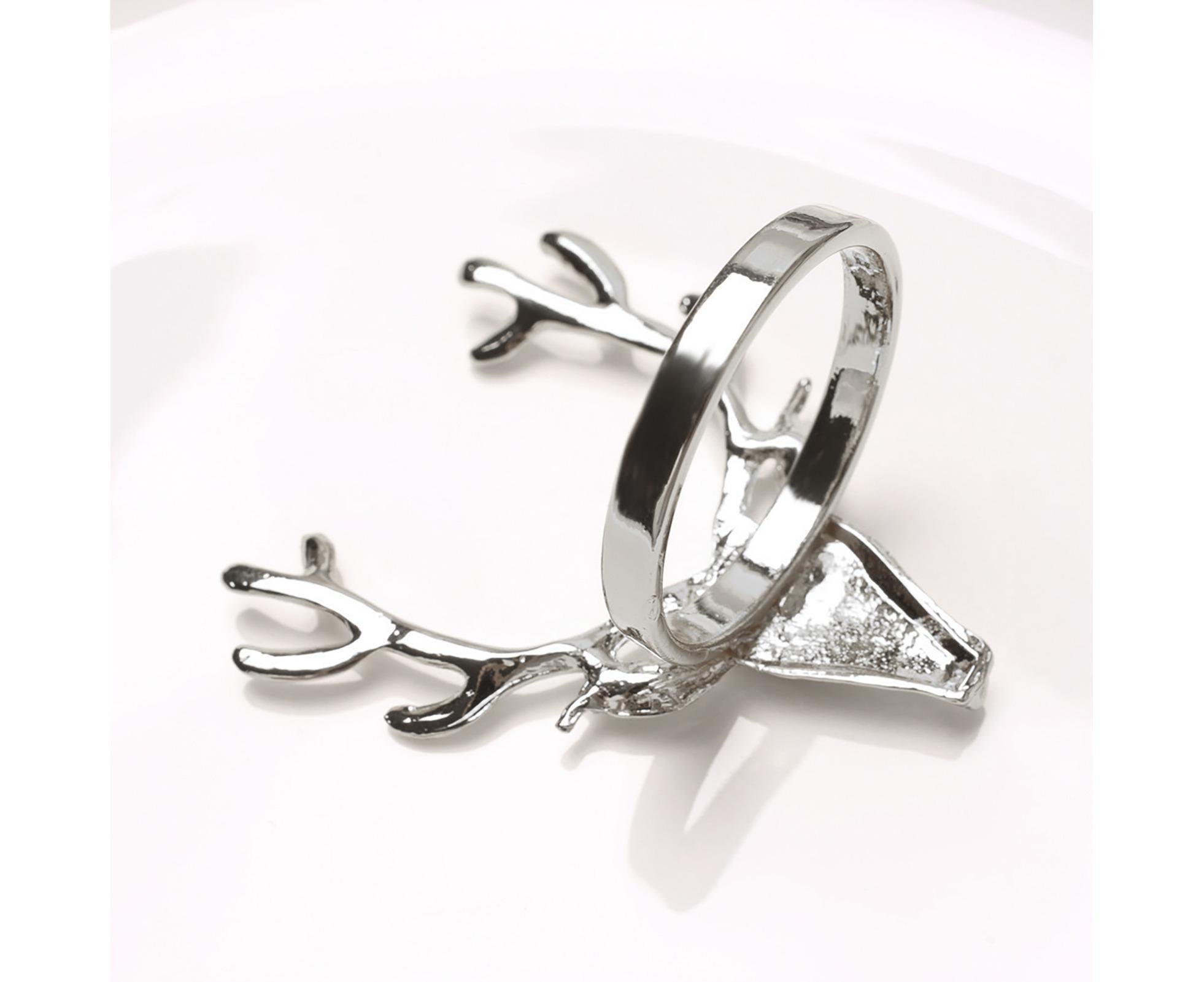 6Pcs Napkin Holder Deer Design Metal Table Decoration - Silver - Image 5