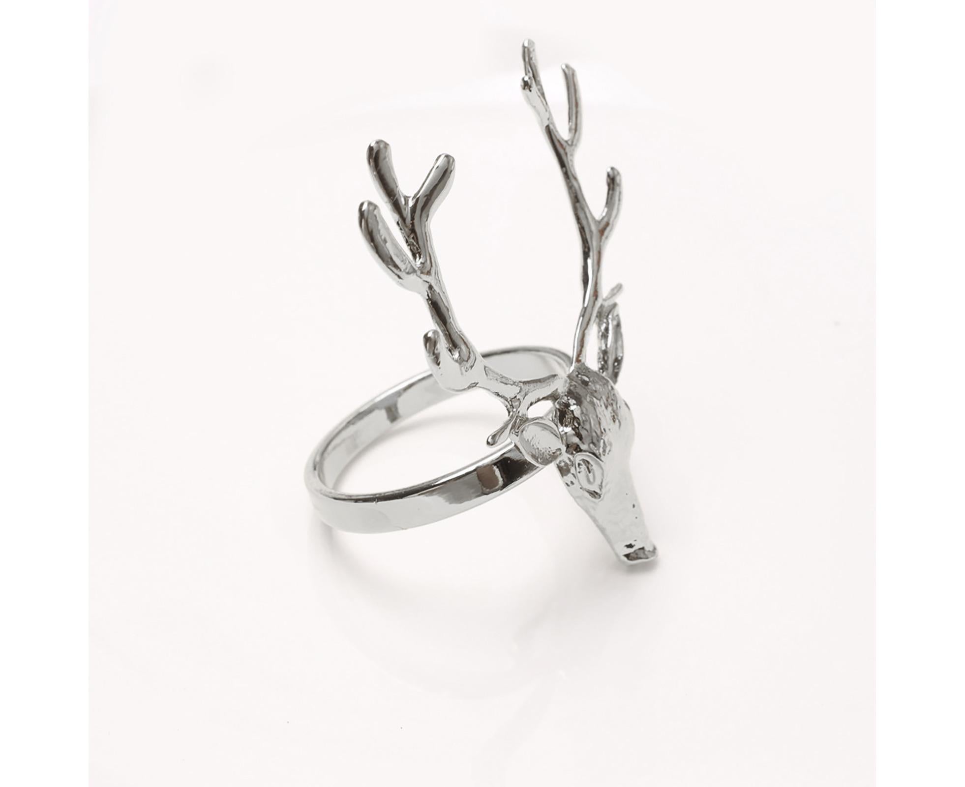 6Pcs Napkin Holder Deer Design Metal Table Decoration - Silver - Image 6