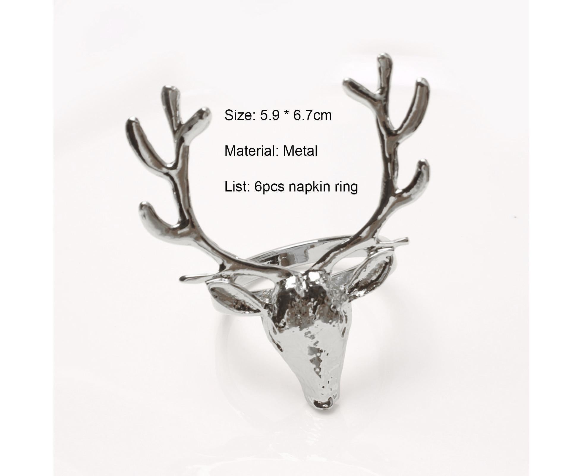 6Pcs Napkin Holder Deer Design Metal Table Decoration - Silver - Image 7