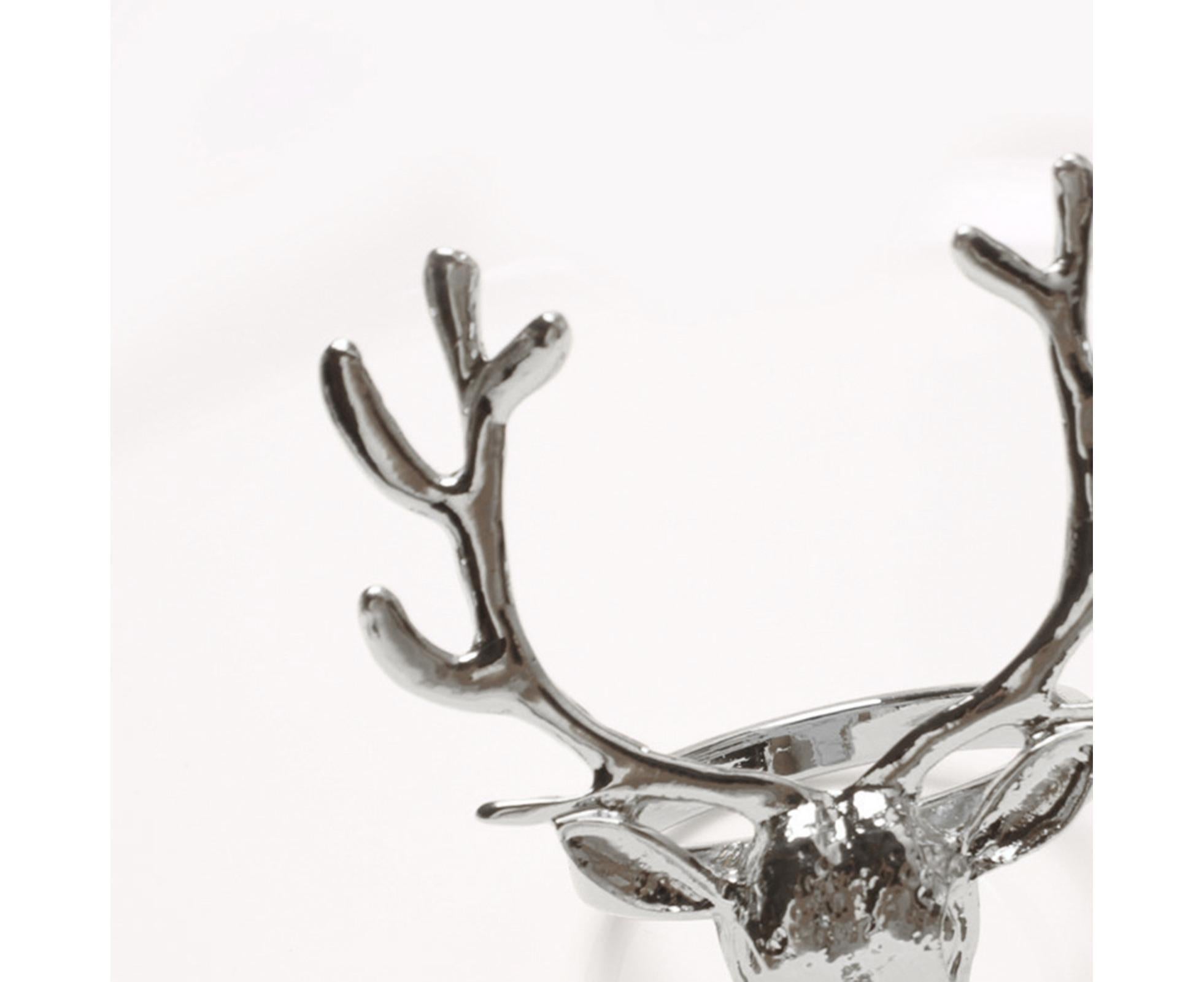 6Pcs Napkin Holder Deer Design Metal Table Decoration - Silver - Image 8