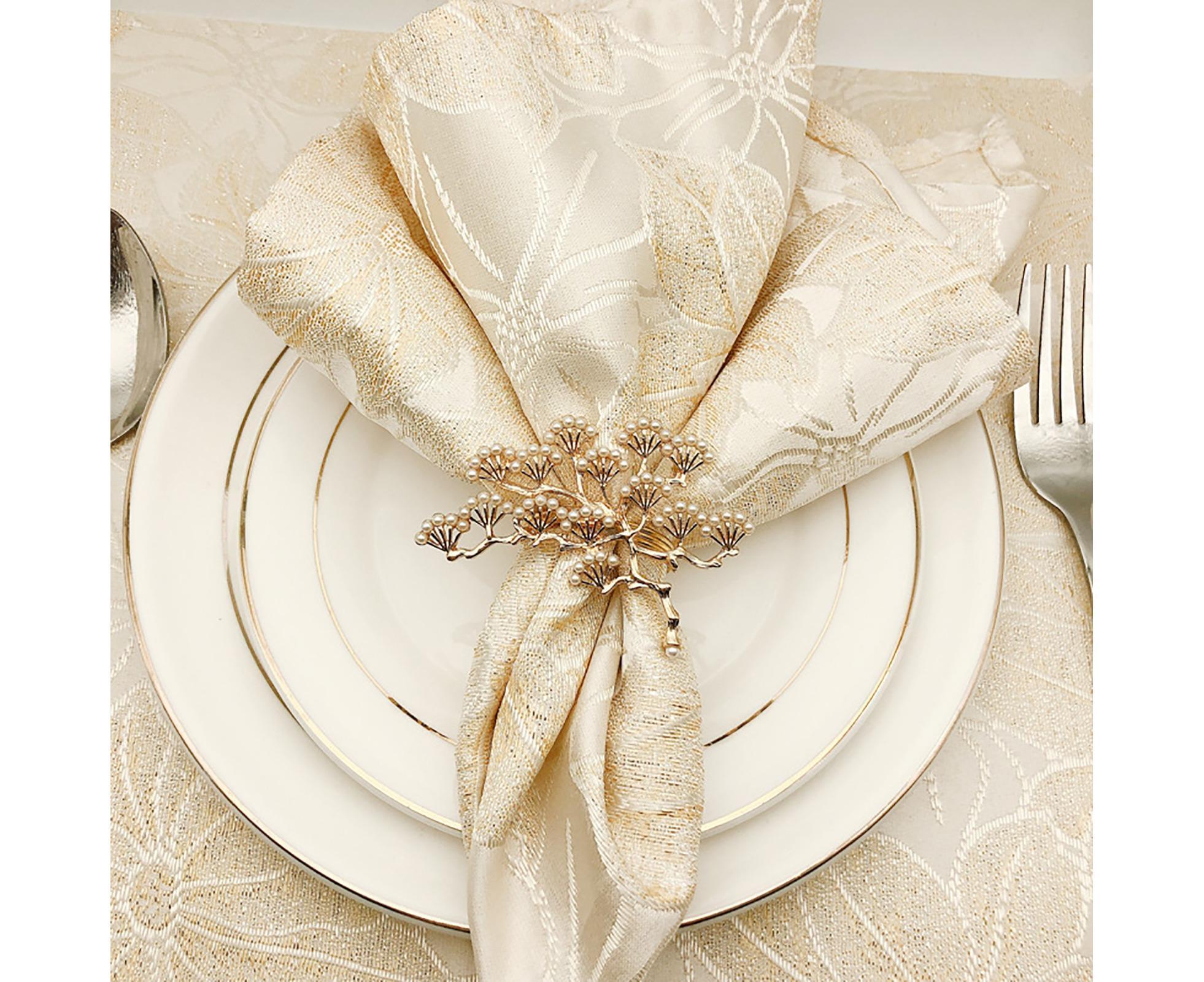 6Pcs Pine Tree Artificial Pearl Shape Napkin Ring Party Dinner Table Decoration-Silver - Image 6
