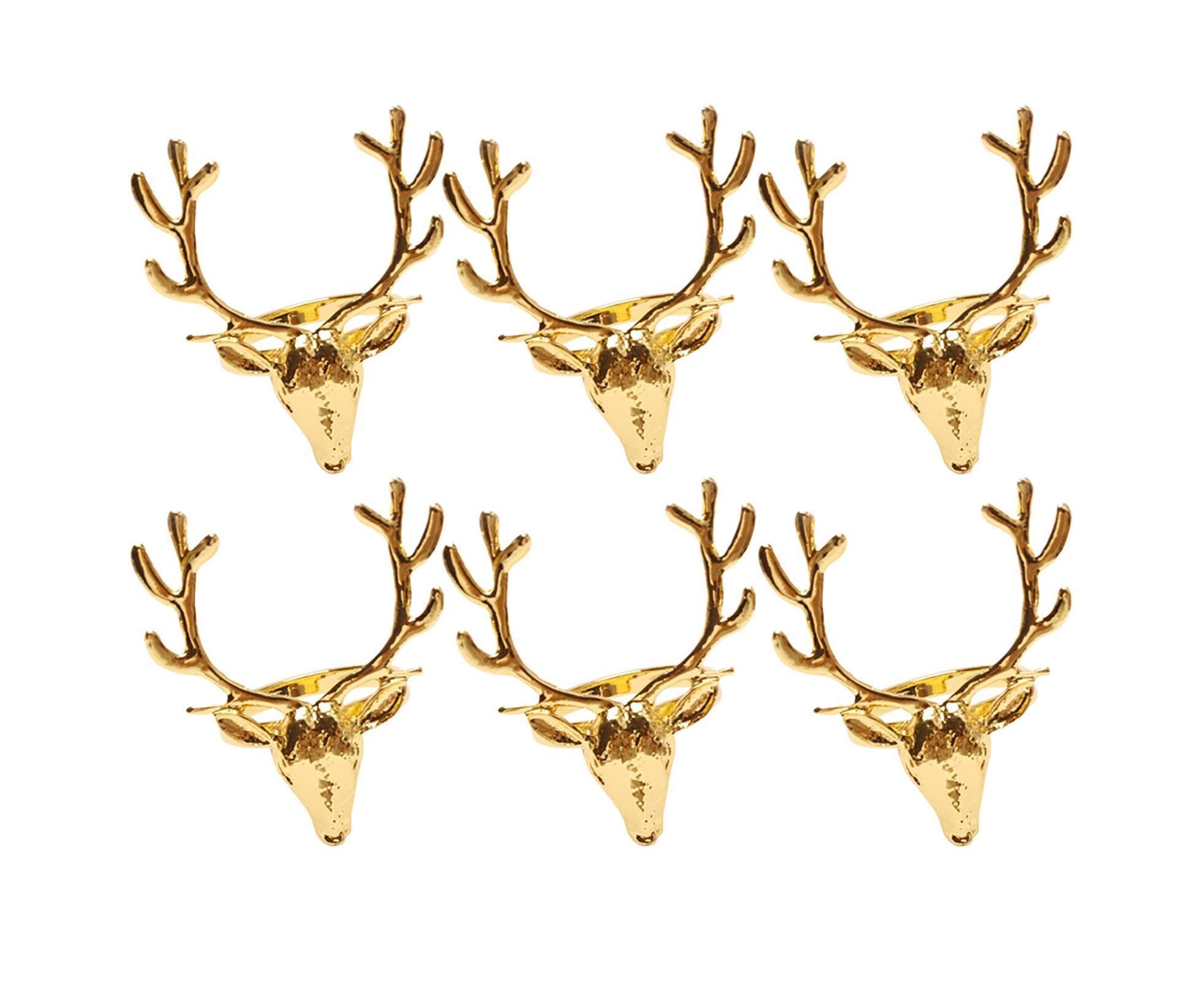 6Pcs Napkin Holder Deer Design Metal Table Decoration - Golden - Image 2