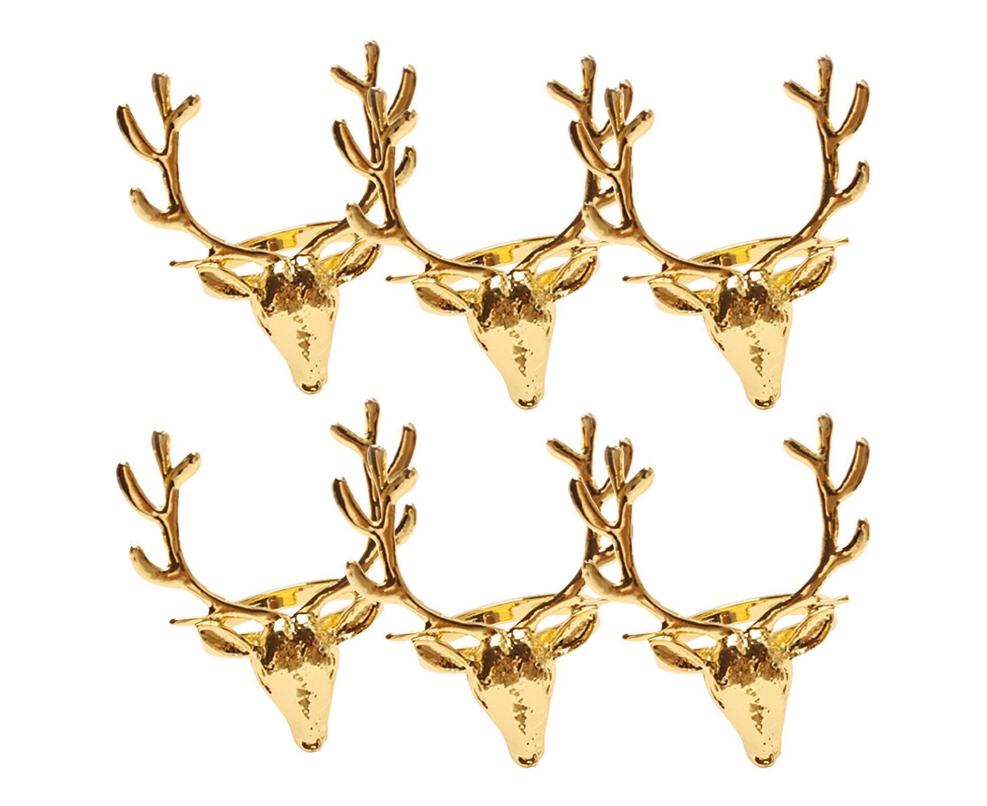 6Pcs Napkin Holder Deer Design Metal Table Decoration - Golden - Image 3