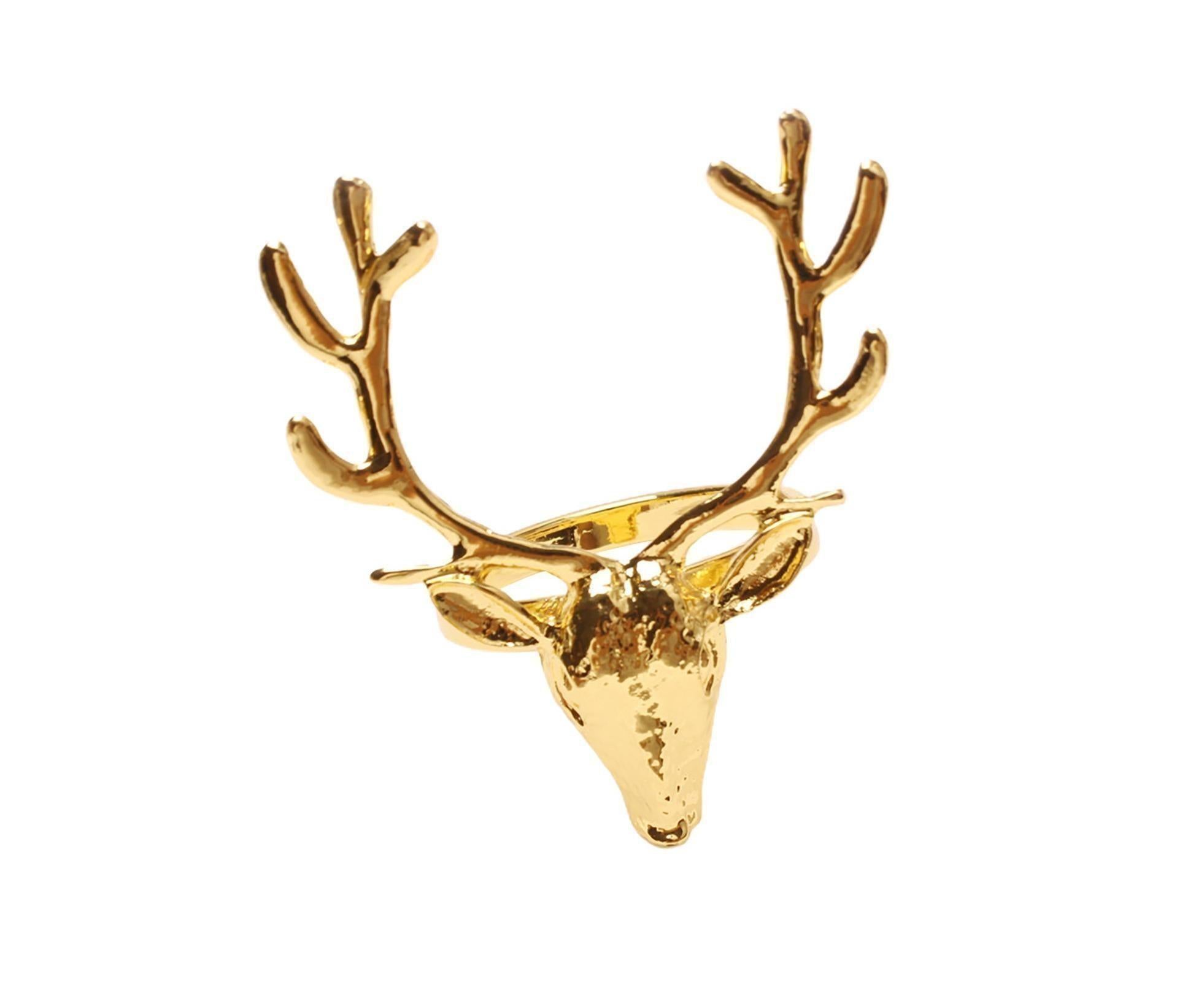 6Pcs Napkin Holder Deer Design Metal Table Decoration - Golden - Image 5
