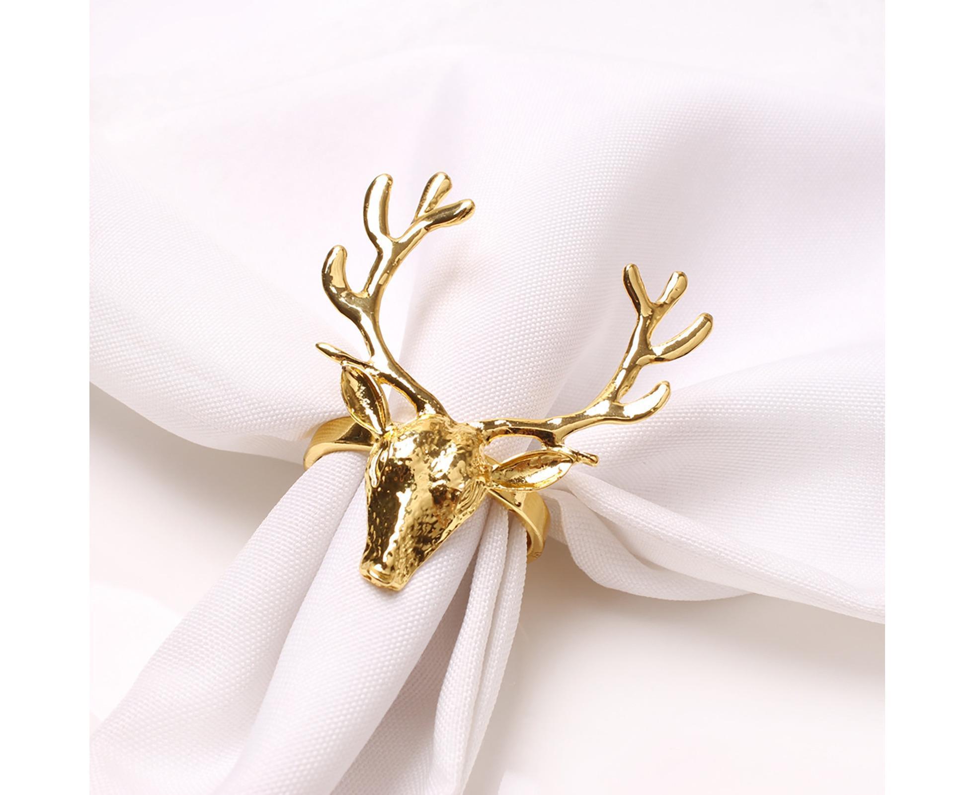 6Pcs Napkin Holder Deer Design Metal Table Decoration - Golden - Image 7