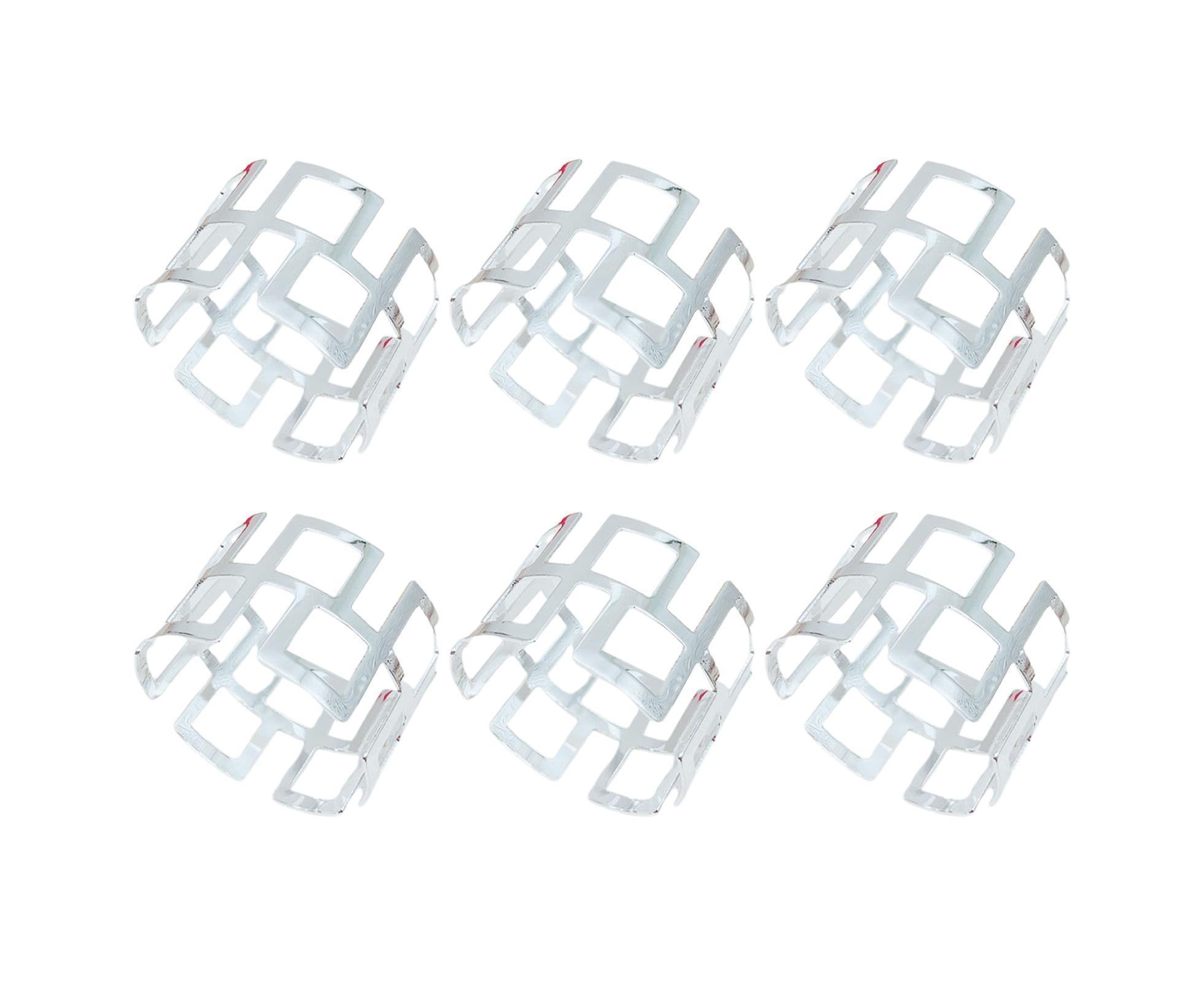 6Pcs Napkin Buckle Exquisite Elegant Fashion Table Decoration Napkin Rings for Kitchen-Silver - Image 1