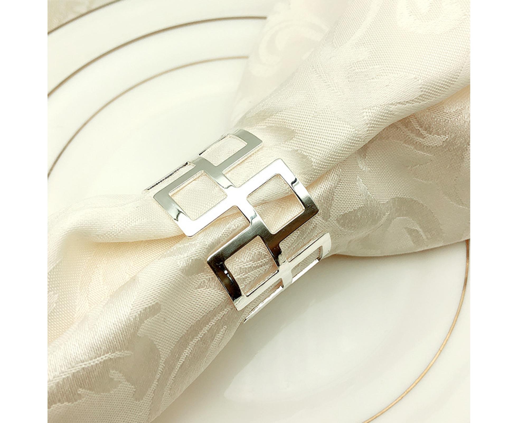 6Pcs Napkin Buckle Exquisite Elegant Fashion Table Decoration Napkin Rings for Kitchen-Silver - Image 2