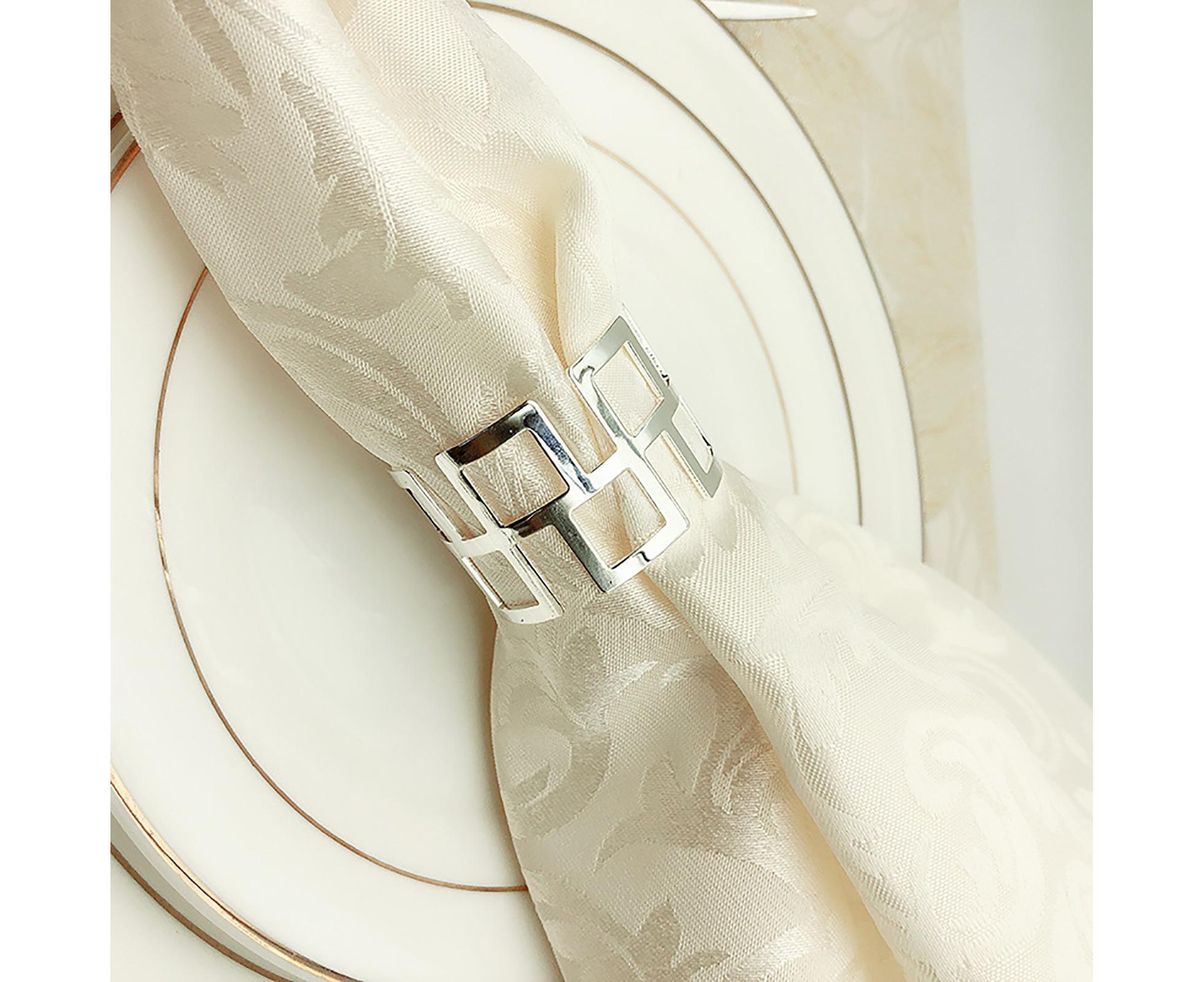 6Pcs Napkin Buckle Exquisite Elegant Fashion Table Decoration Napkin Rings for Kitchen-Silver - Image 3