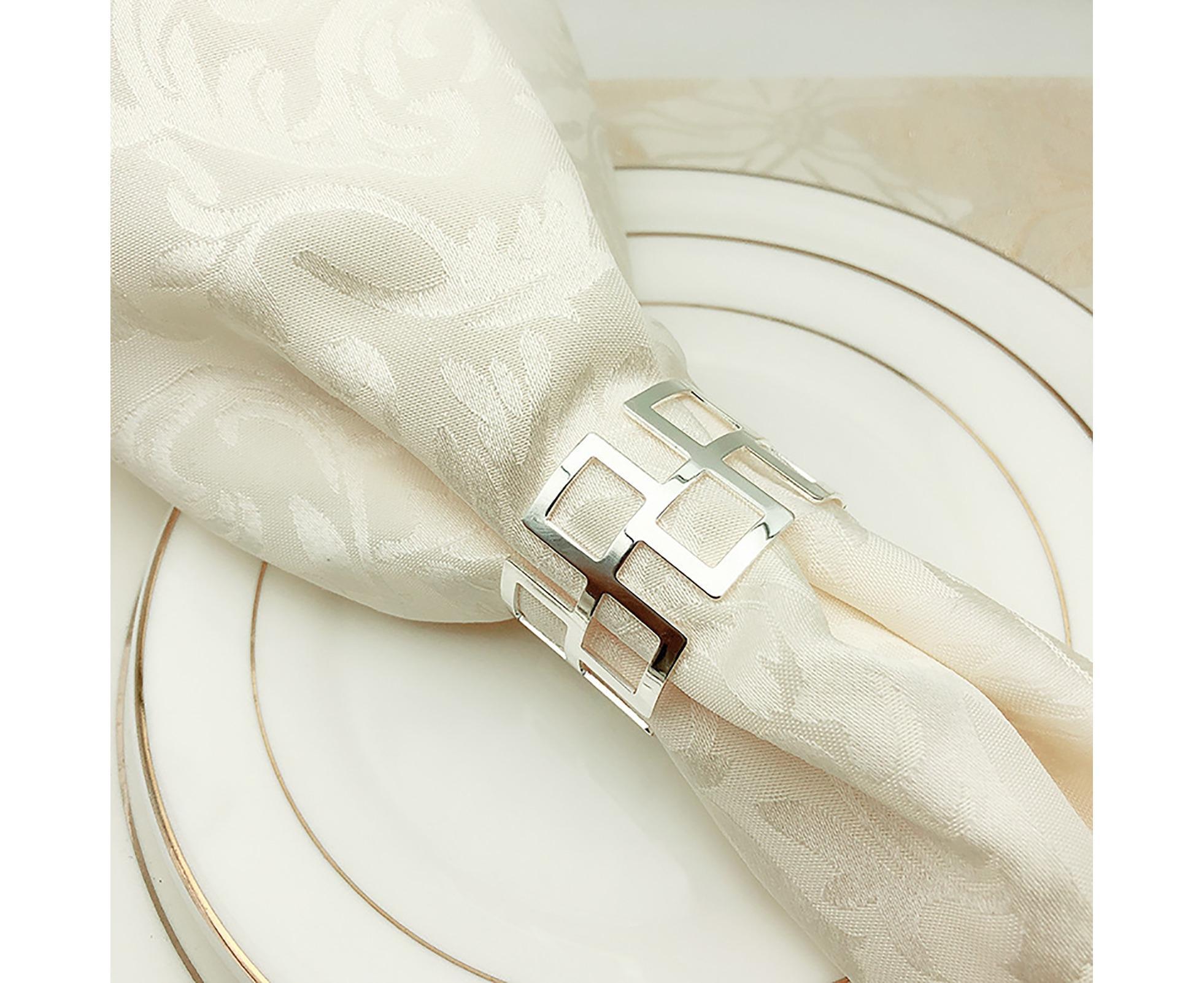 6Pcs Napkin Buckle Exquisite Elegant Fashion Table Decoration Napkin Rings for Kitchen-Silver - Image 4