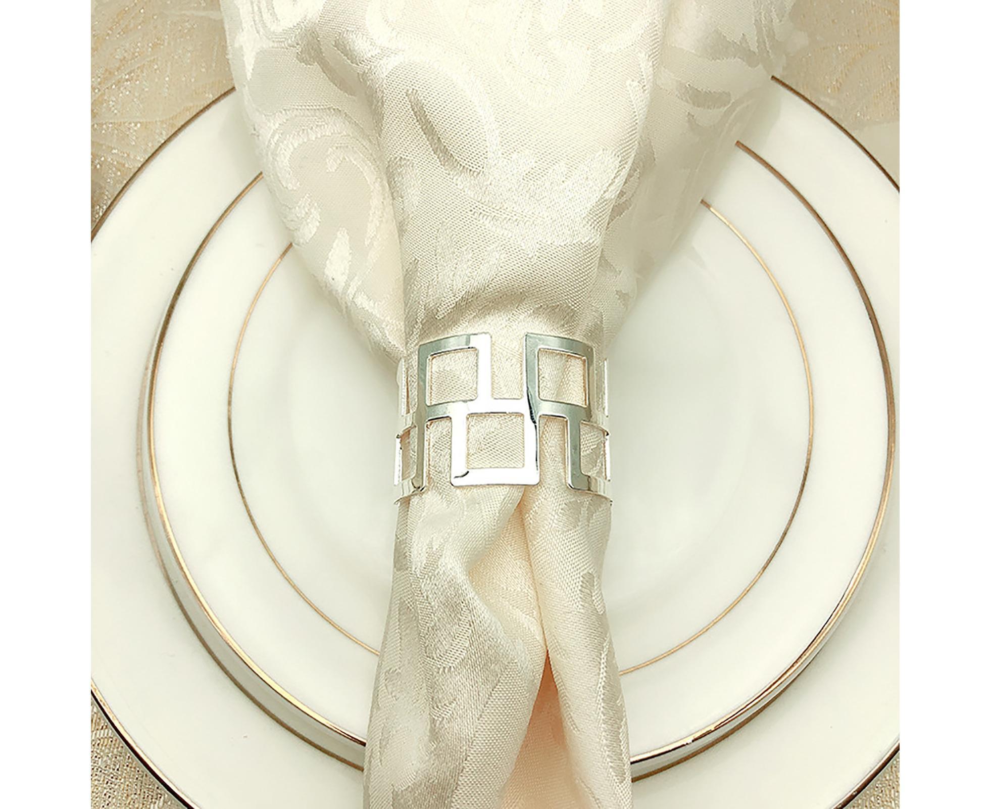 6Pcs Napkin Buckle Exquisite Elegant Fashion Table Decoration Napkin Rings for Kitchen-Silver - Image 5