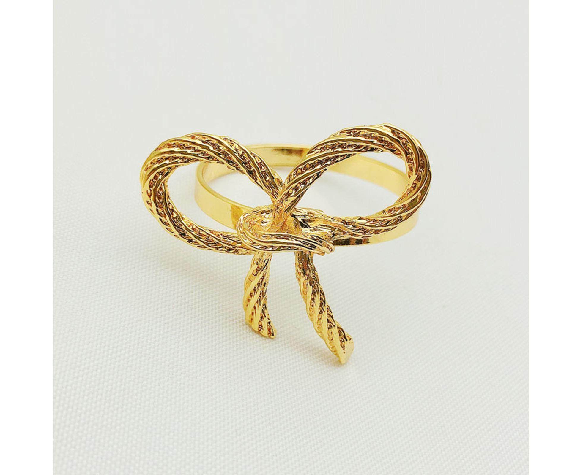 6Pcs Simple Bowknot Napkin Ring Buckle Holder Wedding Banquet Party Table Decor-Golden - Image 5