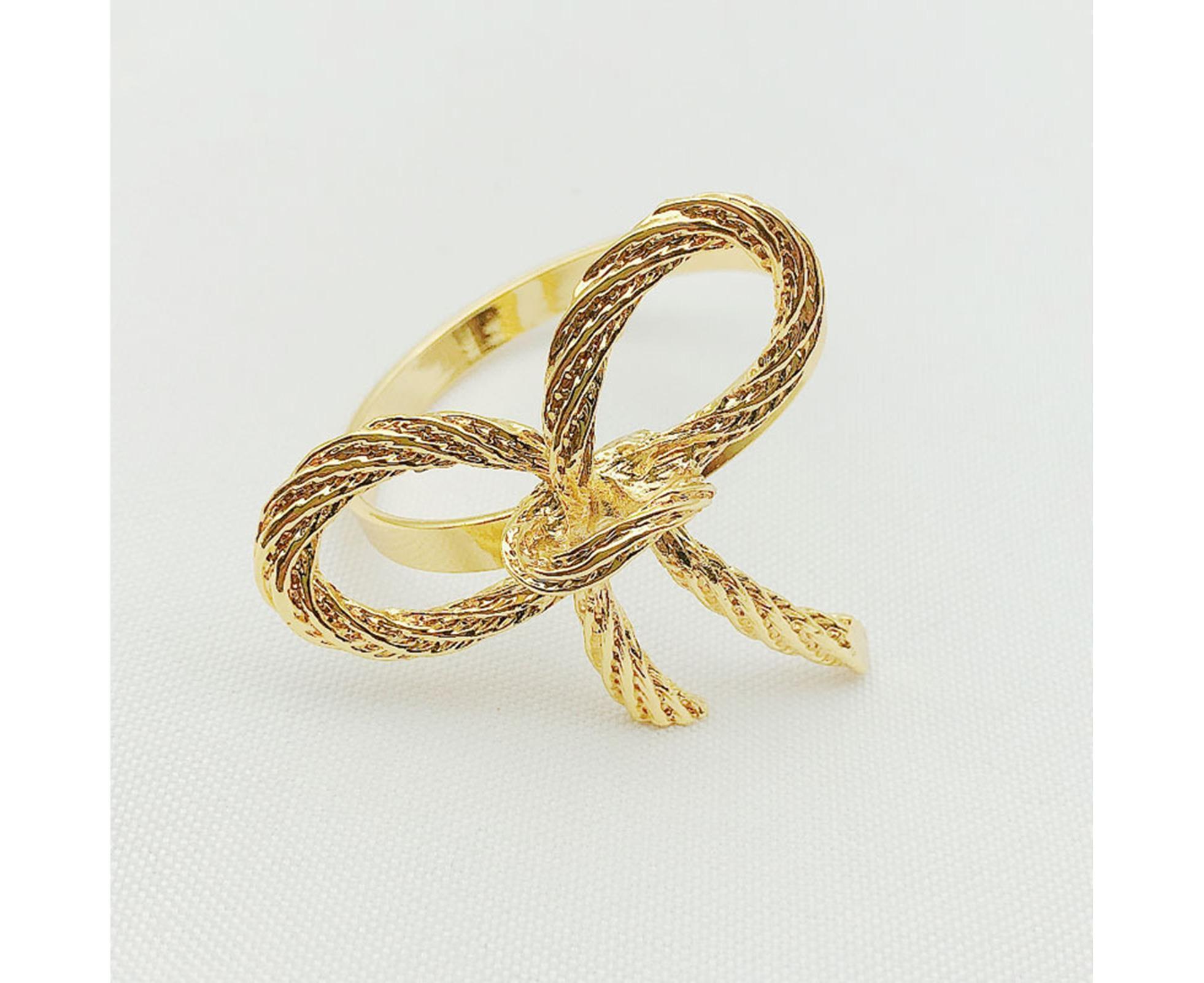 6Pcs Simple Bowknot Napkin Ring Buckle Holder Wedding Banquet Party Table Decor-Golden - Image 6