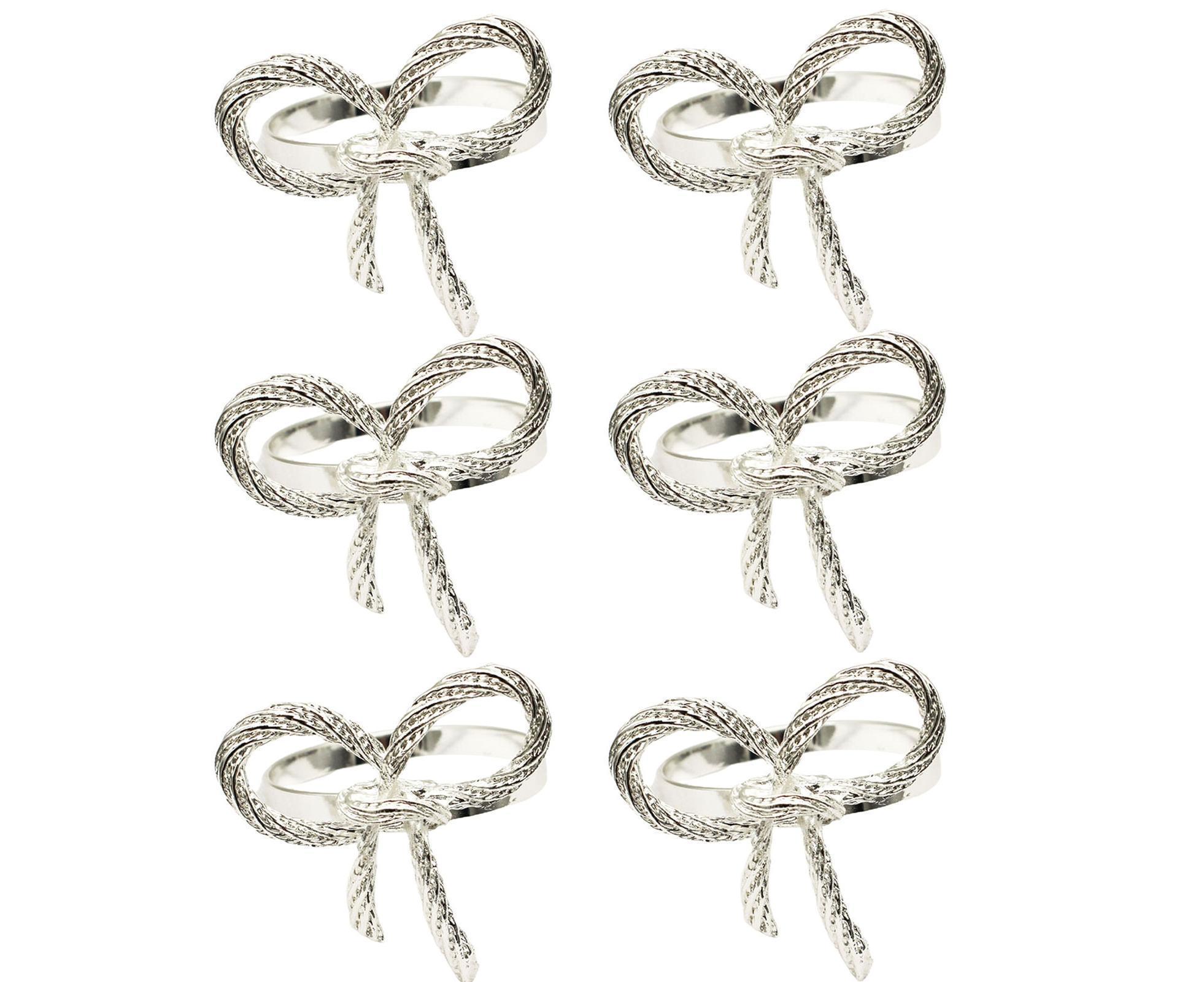 6Pcs Simple Bowknot Napkin Ring Buckle Holder Wedding Banquet Party Table Decor-Golden - Image 8