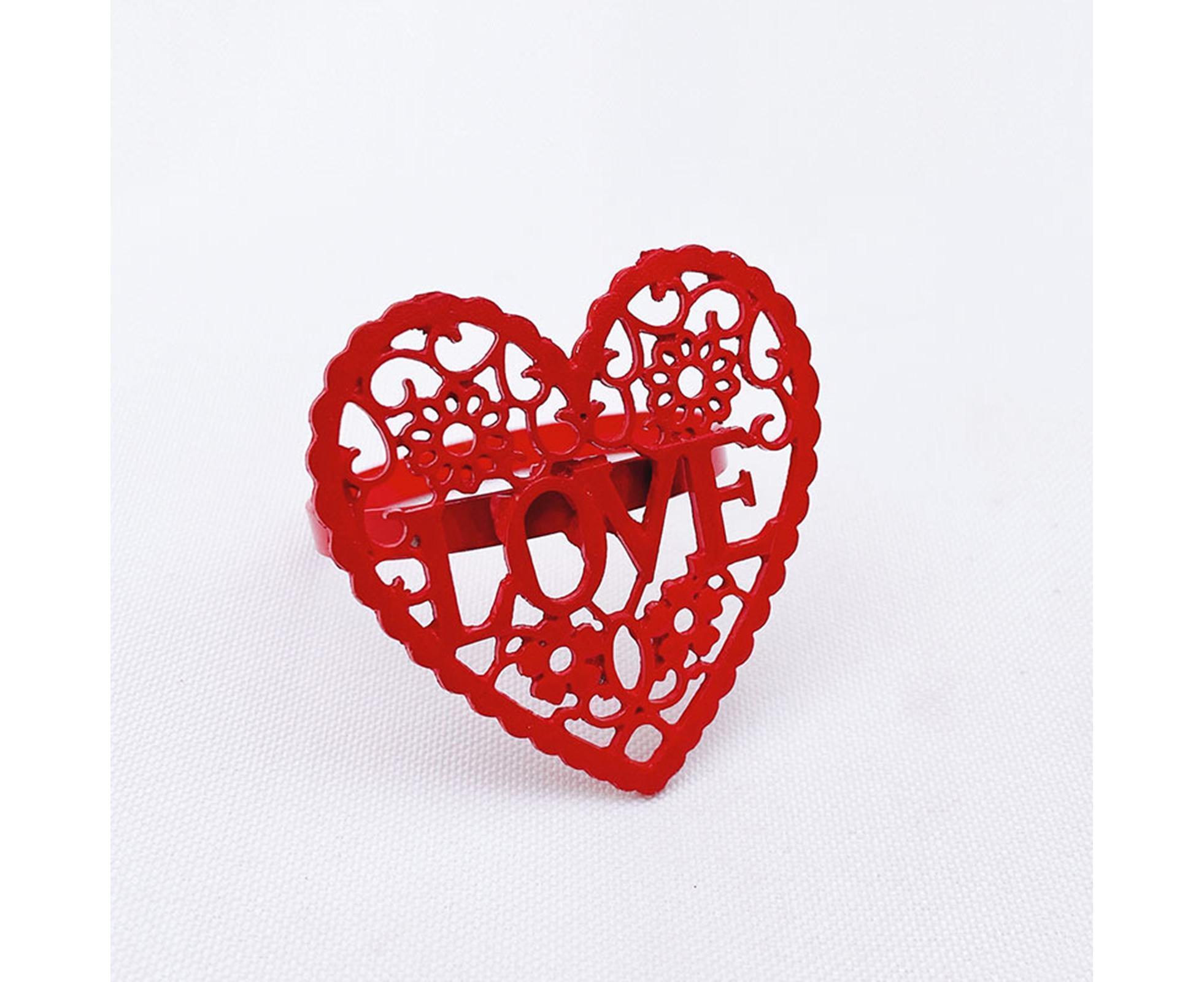 6Pcs Decorative Napkin Ring Effective Love Heart Shaped Metal Napkin Holder Desktop Decor-Red - Image 5
