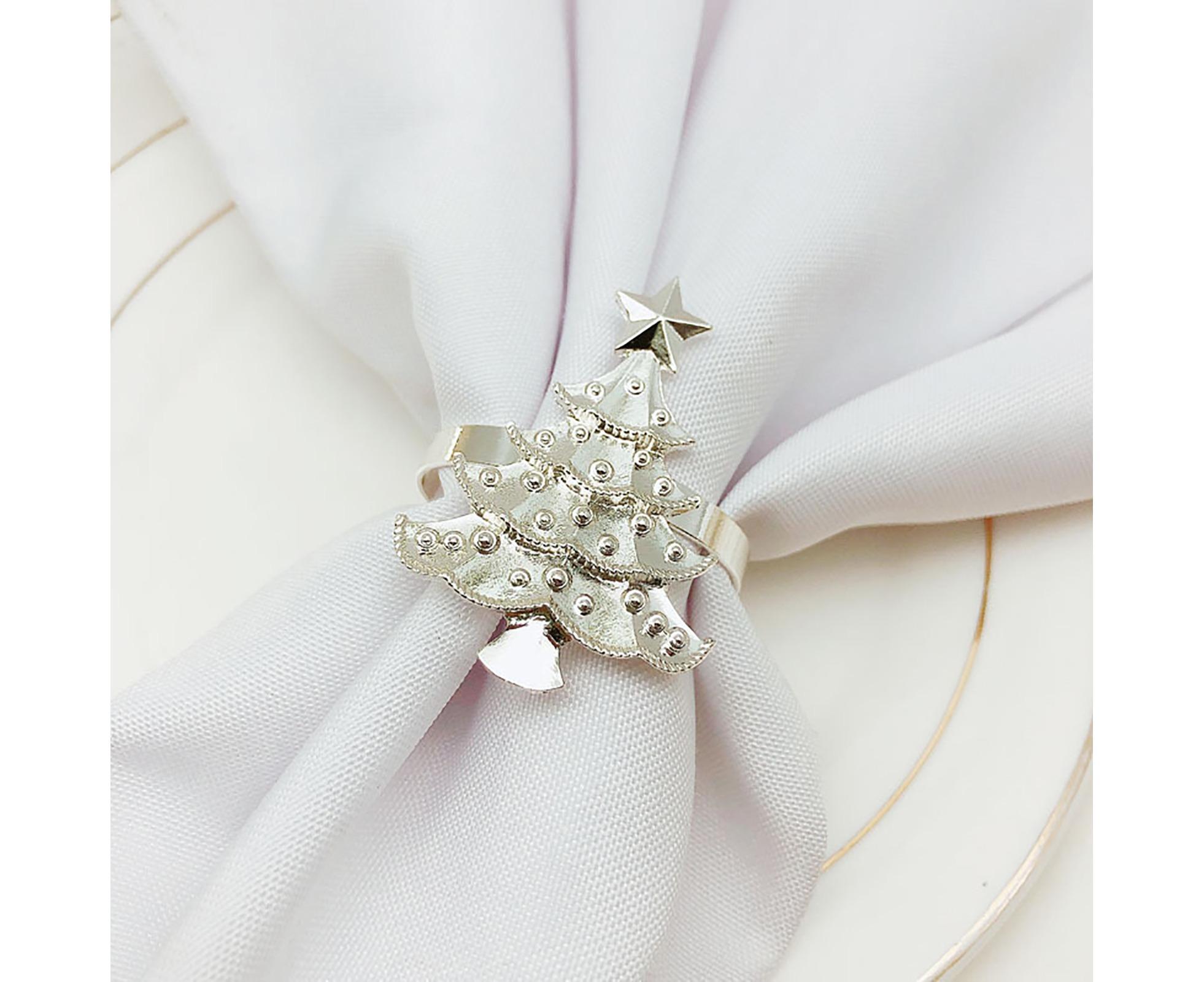 6Pcs Christmas Tree Wedding Home Xmas Party Table Decor Towel Buckle Napkin Ring-Golden - Image 5
