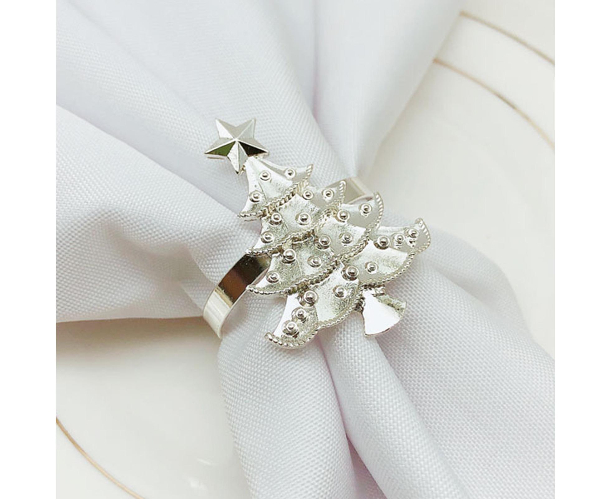 6Pcs Christmas Tree Wedding Home Xmas Party Table Decor Towel Buckle Napkin Ring-Golden - Image 7