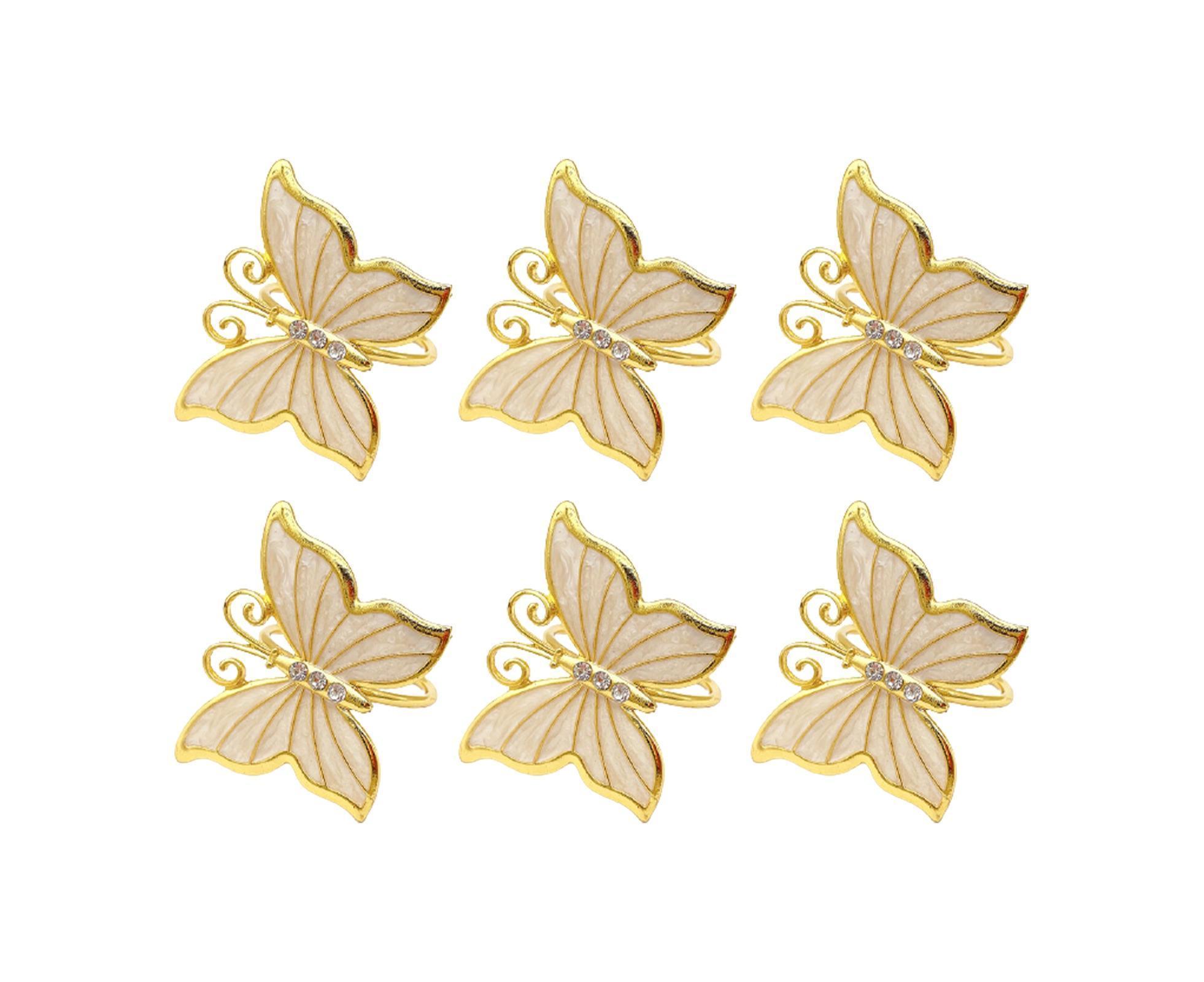6Pcs Butterfly Shape Napkin Holder Table Decoration - Beige Yellow - Image 1