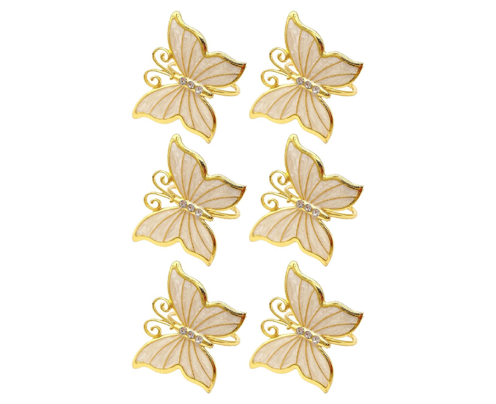 6Pcs Butterfly Shape Napkin Holder Table Decoration - Beige Yellow - Image 2