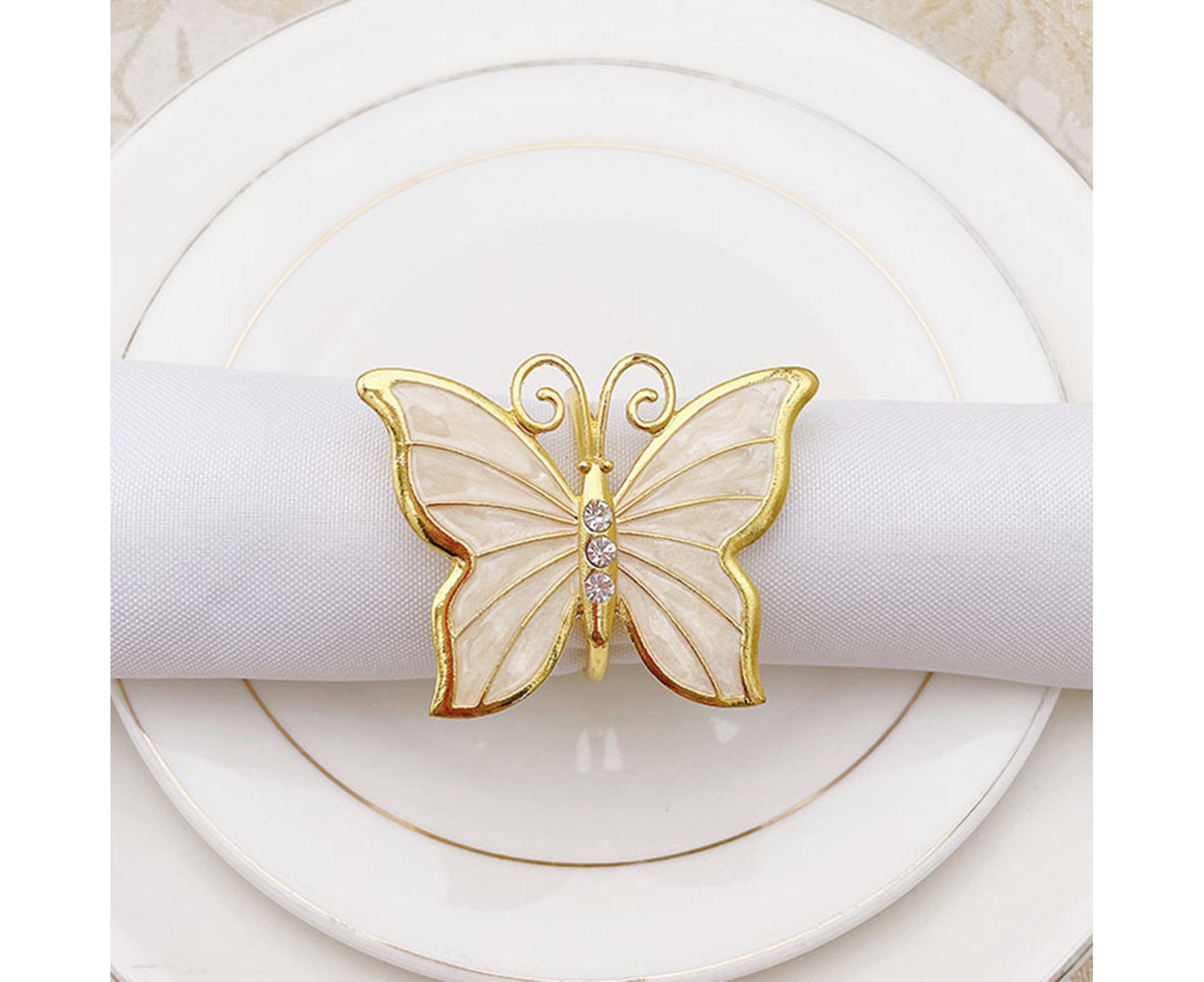 6Pcs Butterfly Shape Napkin Holder Table Decoration - Beige Yellow - Image 3