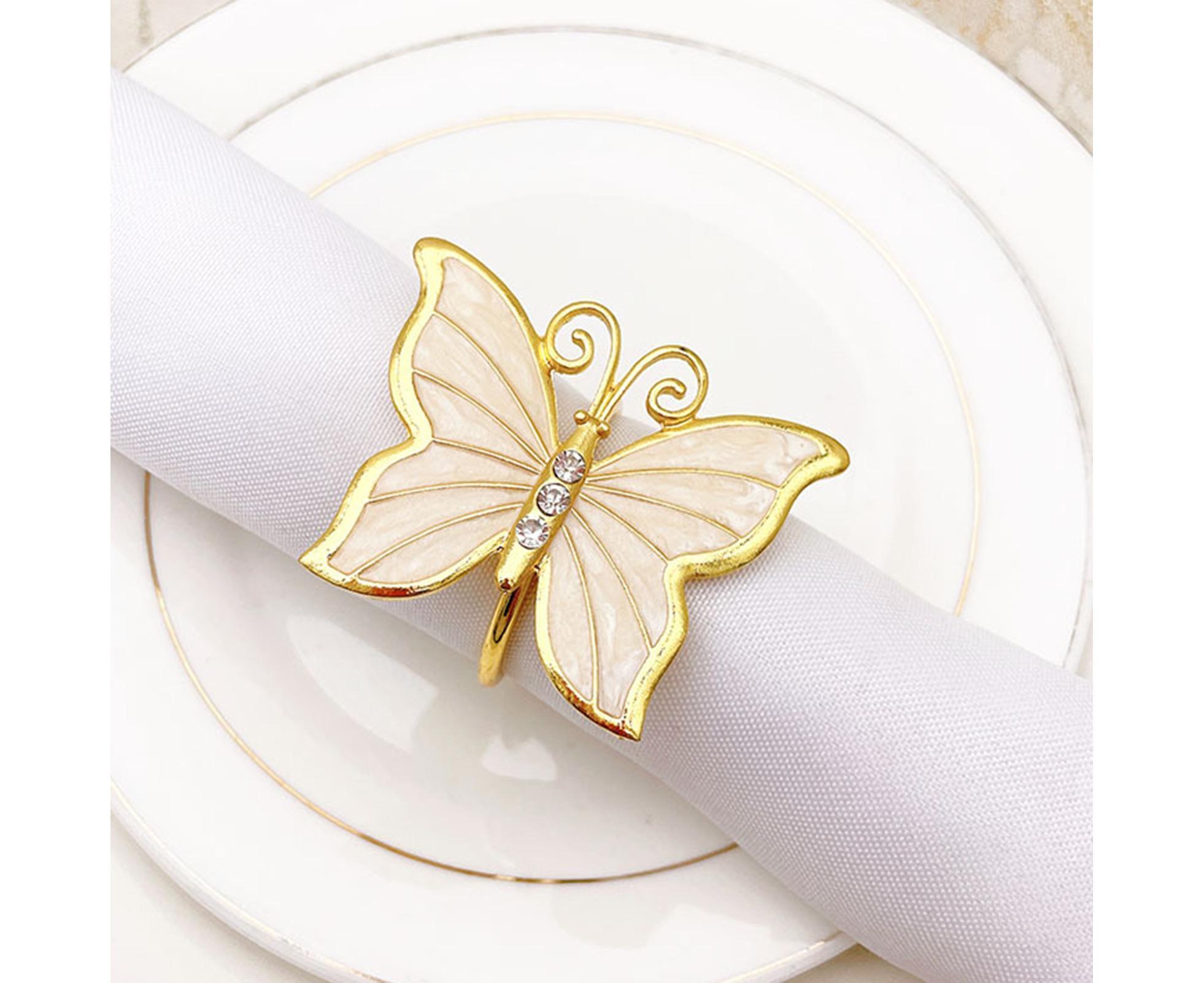 6Pcs Butterfly Shape Napkin Holder Table Decoration - Beige Yellow - Image 5