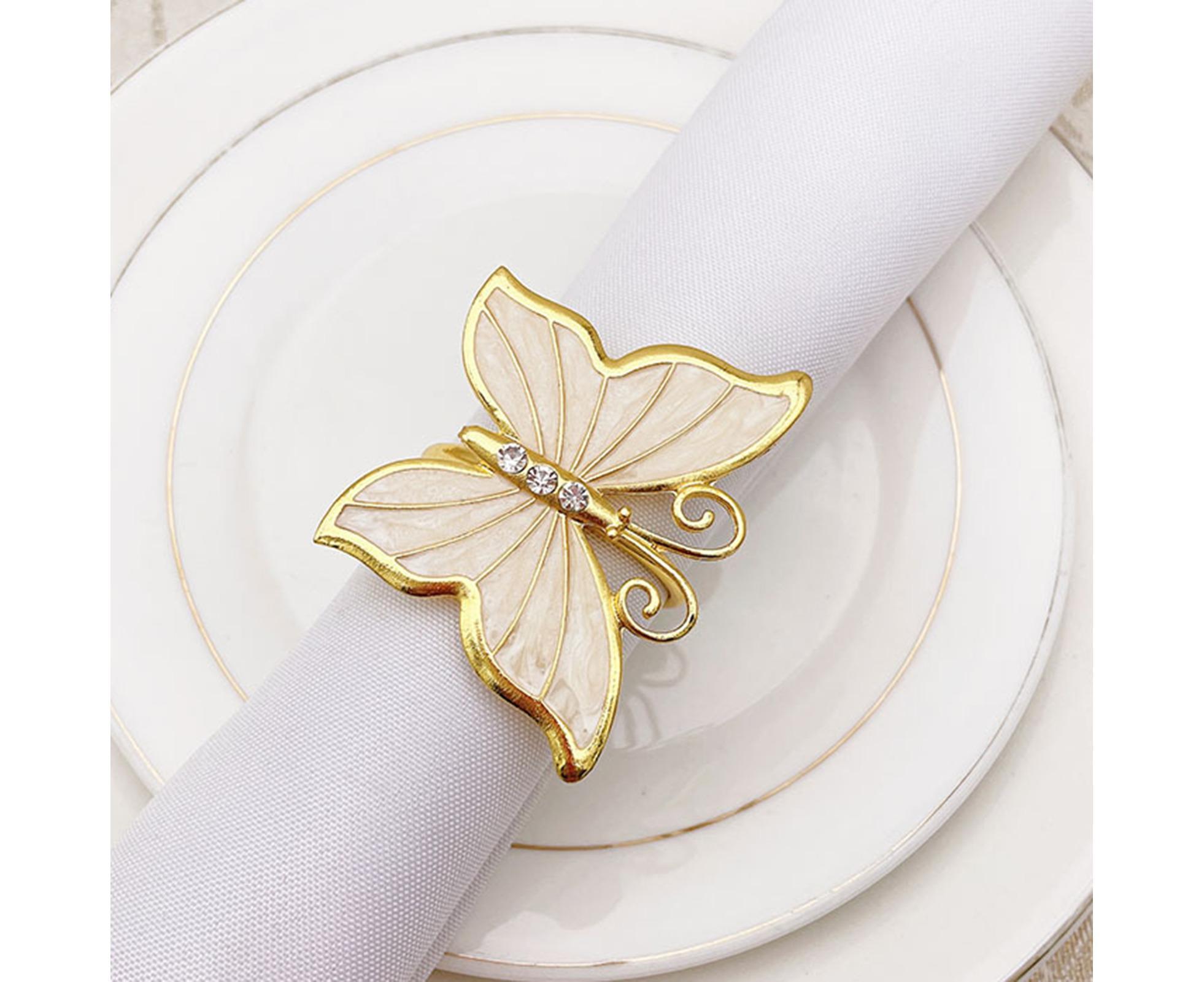 6Pcs Butterfly Shape Napkin Holder Table Decoration - Beige Yellow - Image 6