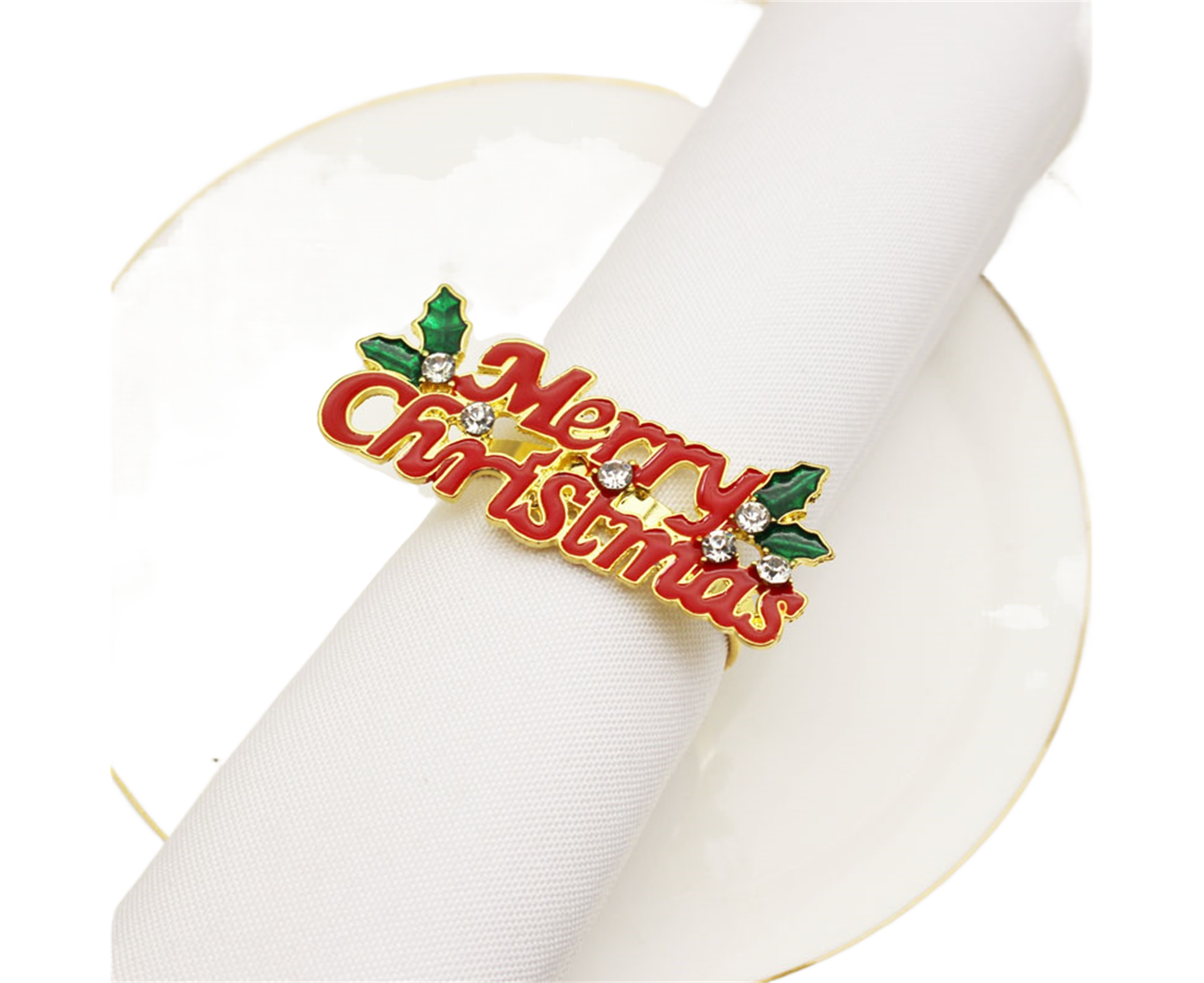 6Pcs Deer Shape Napkin Ring Christmas Style - Imitation Gold - Image 1