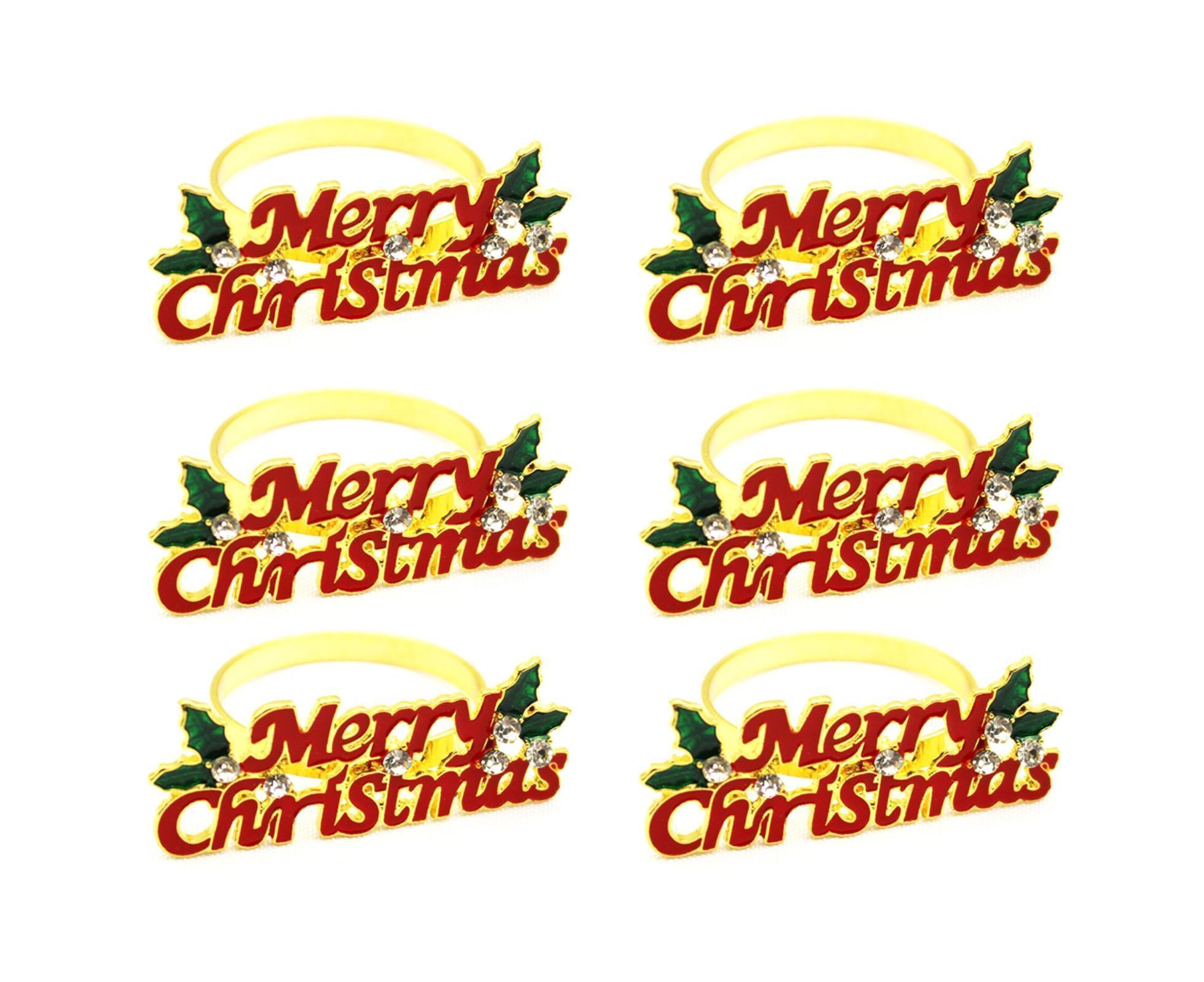 6Pcs Deer Shape Napkin Ring Christmas Style - Imitation Gold - Image 2