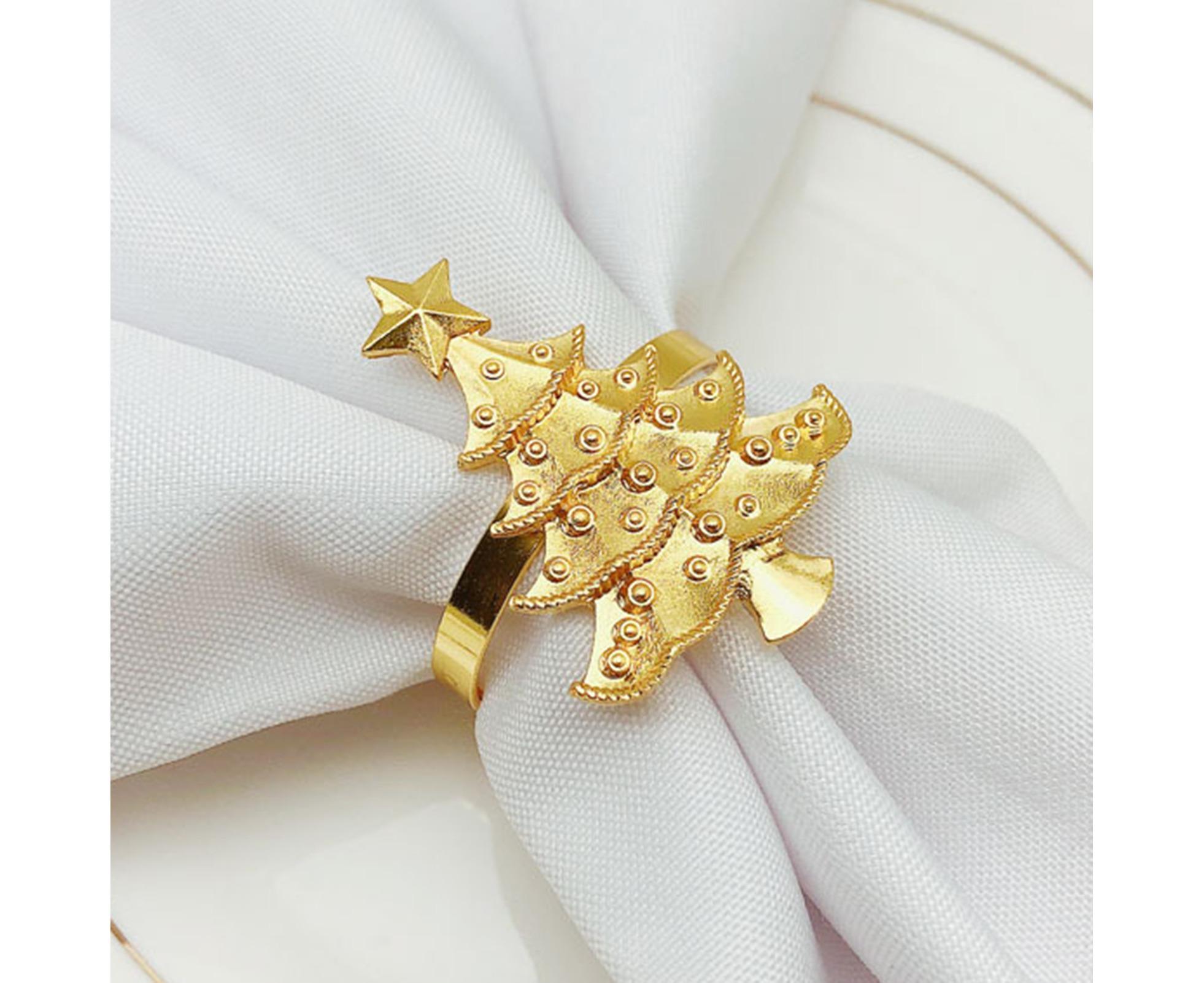 6Pcs Christmas Tree Wedding Home Xmas Party Table Decor Towel Buckle Napkin Ring-Silver - Image 3