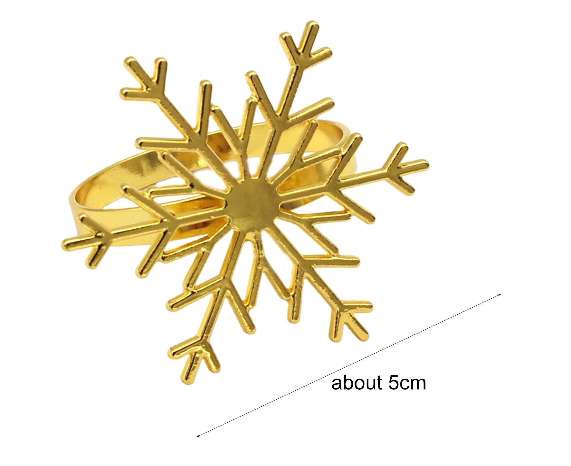 6Pcs Snowflake Shape Napkin Ring - Golden - Image 2