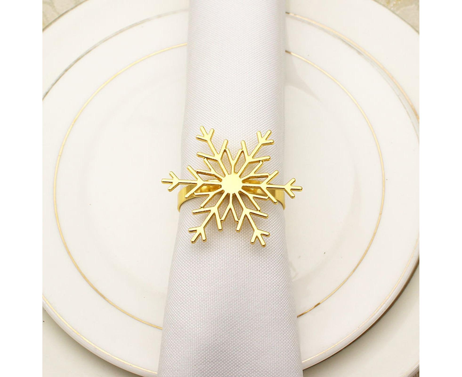6Pcs Snowflake Shape Napkin Ring - Golden - Image 5