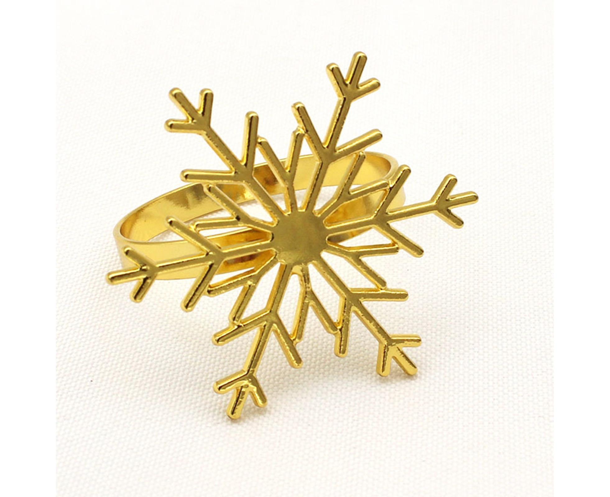 6Pcs Snowflake Shape Napkin Ring - Golden - Image 7