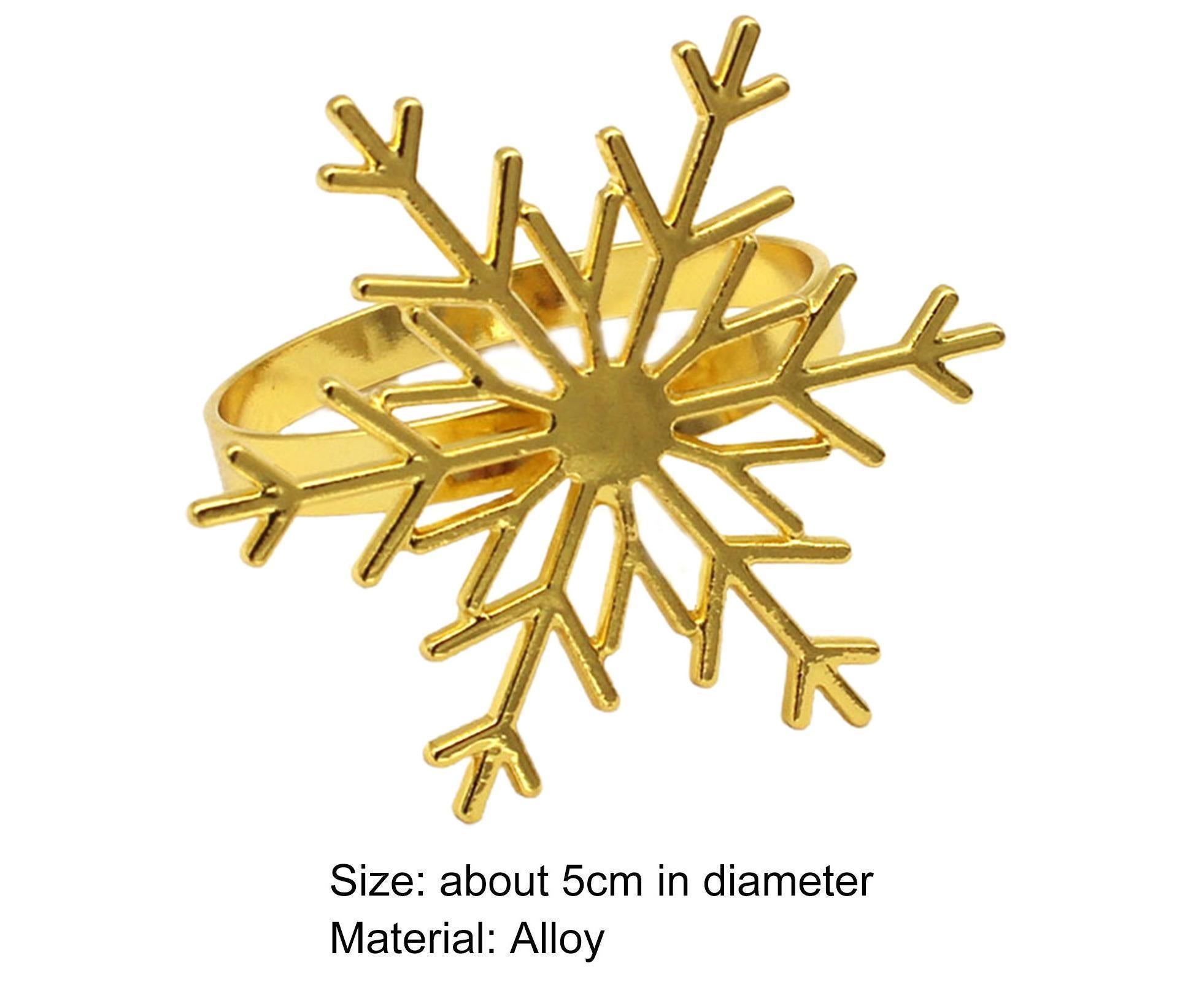 6Pcs Snowflake Shape Napkin Ring - Golden - Image 8
