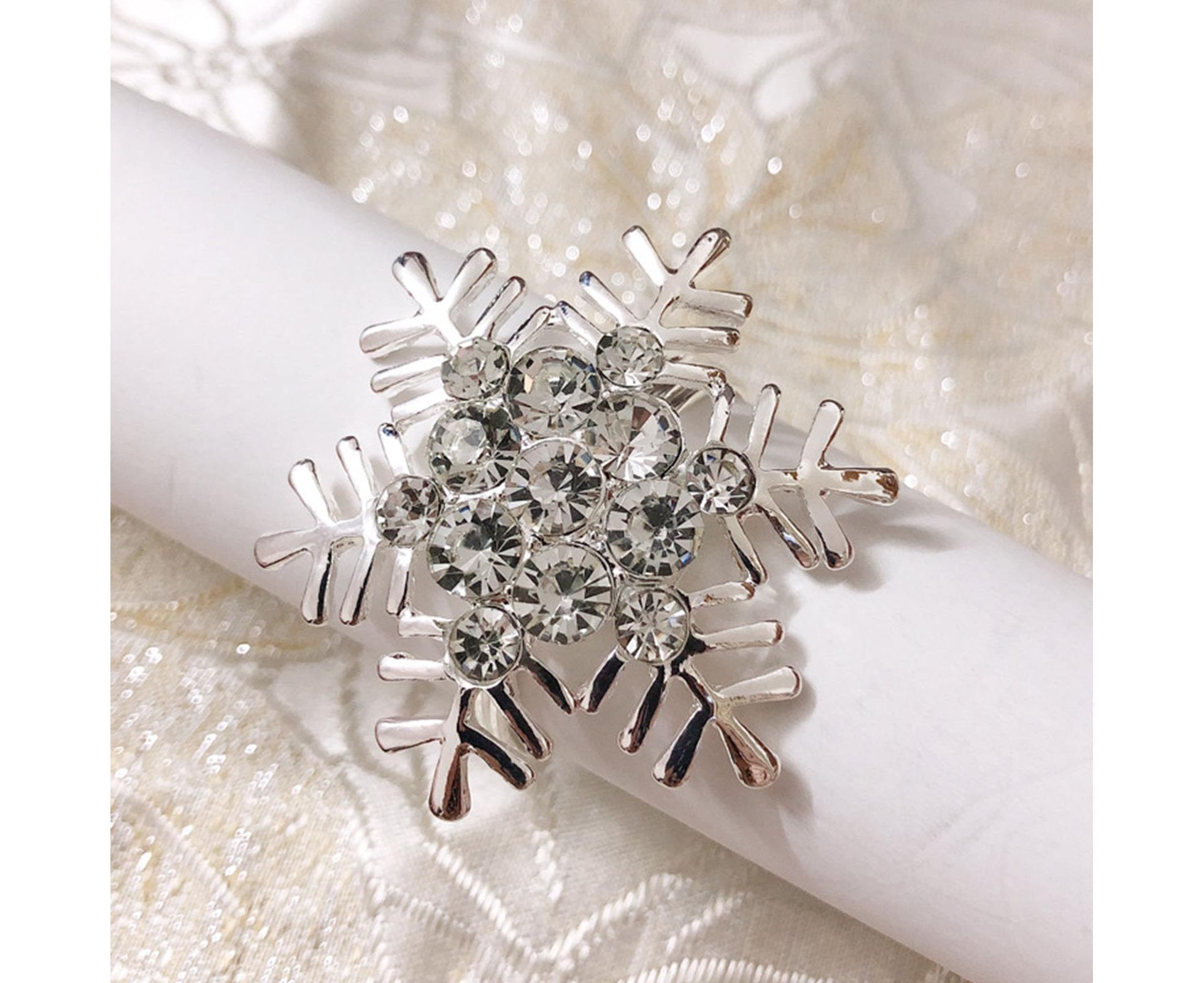 6Pcs Napkin Rings Snowflake Shape Multi-purpose Alloy Snowflake Napkin Rings Set for Gift-Silver - Image 6